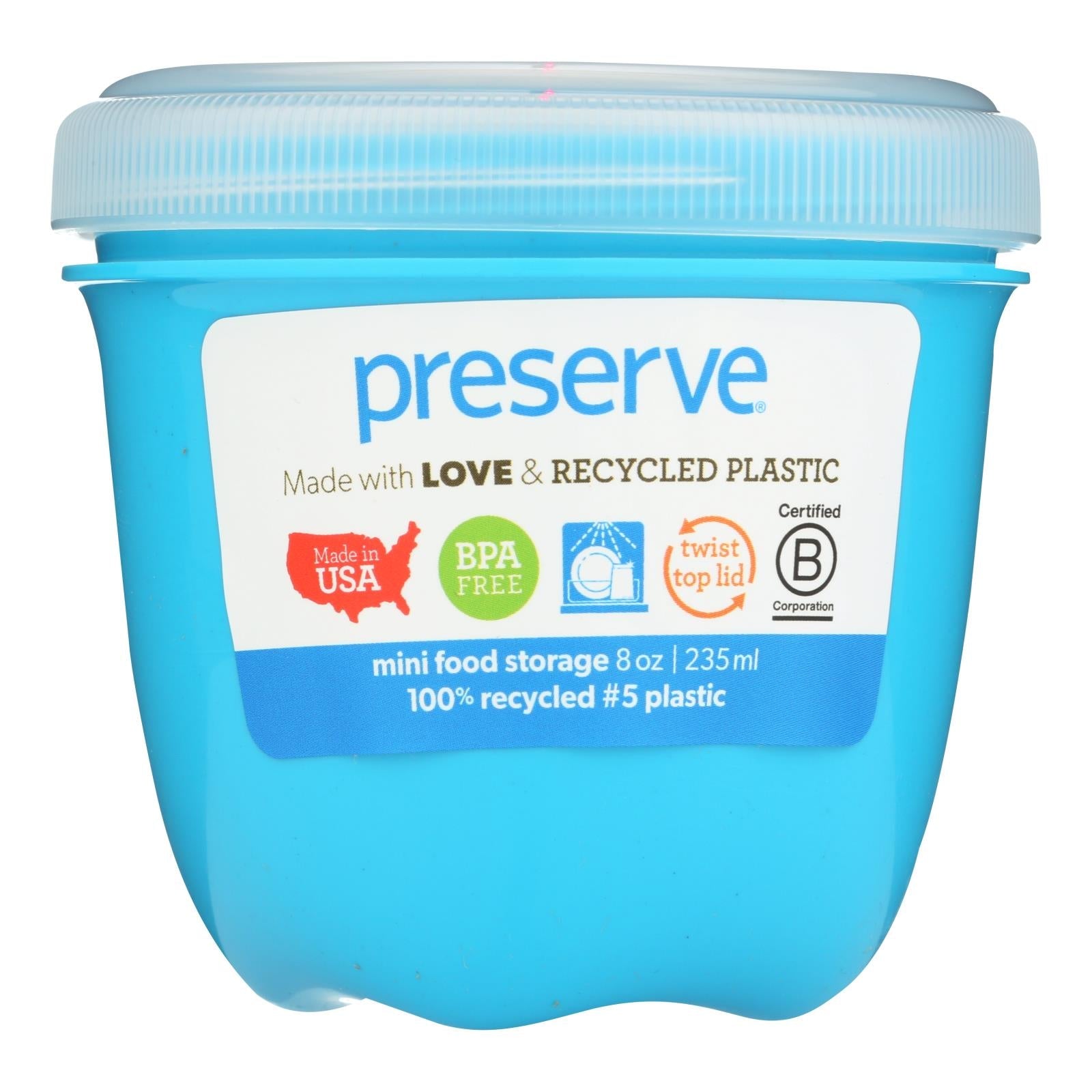 Preserve Mini Round .aqua Food Storage Container - 8 Oz, 1 Count