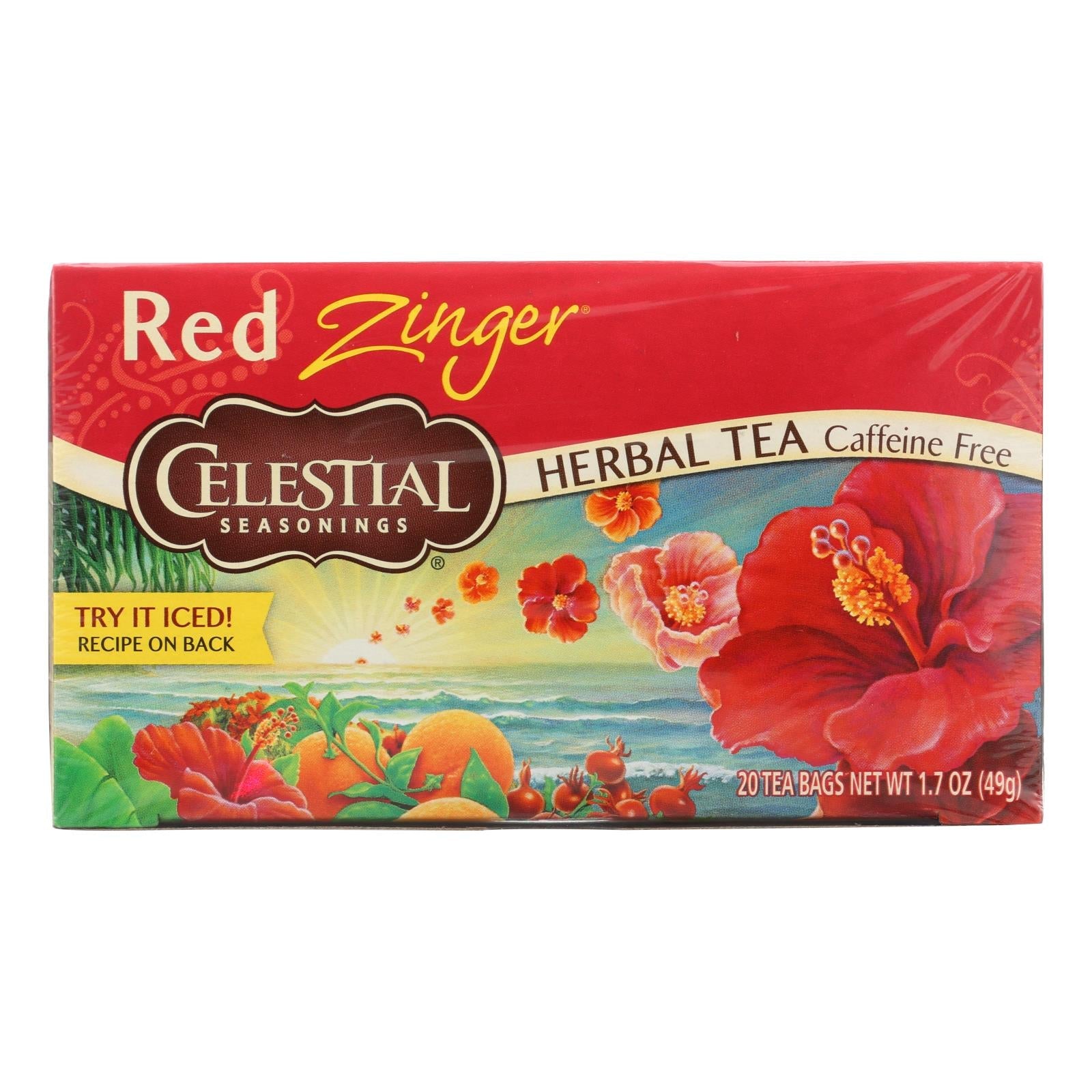 Celestial Seasonings Caffeine-Free Red Zinger Herbal Tea, 120 Tea Bags Total (Pack of 6)