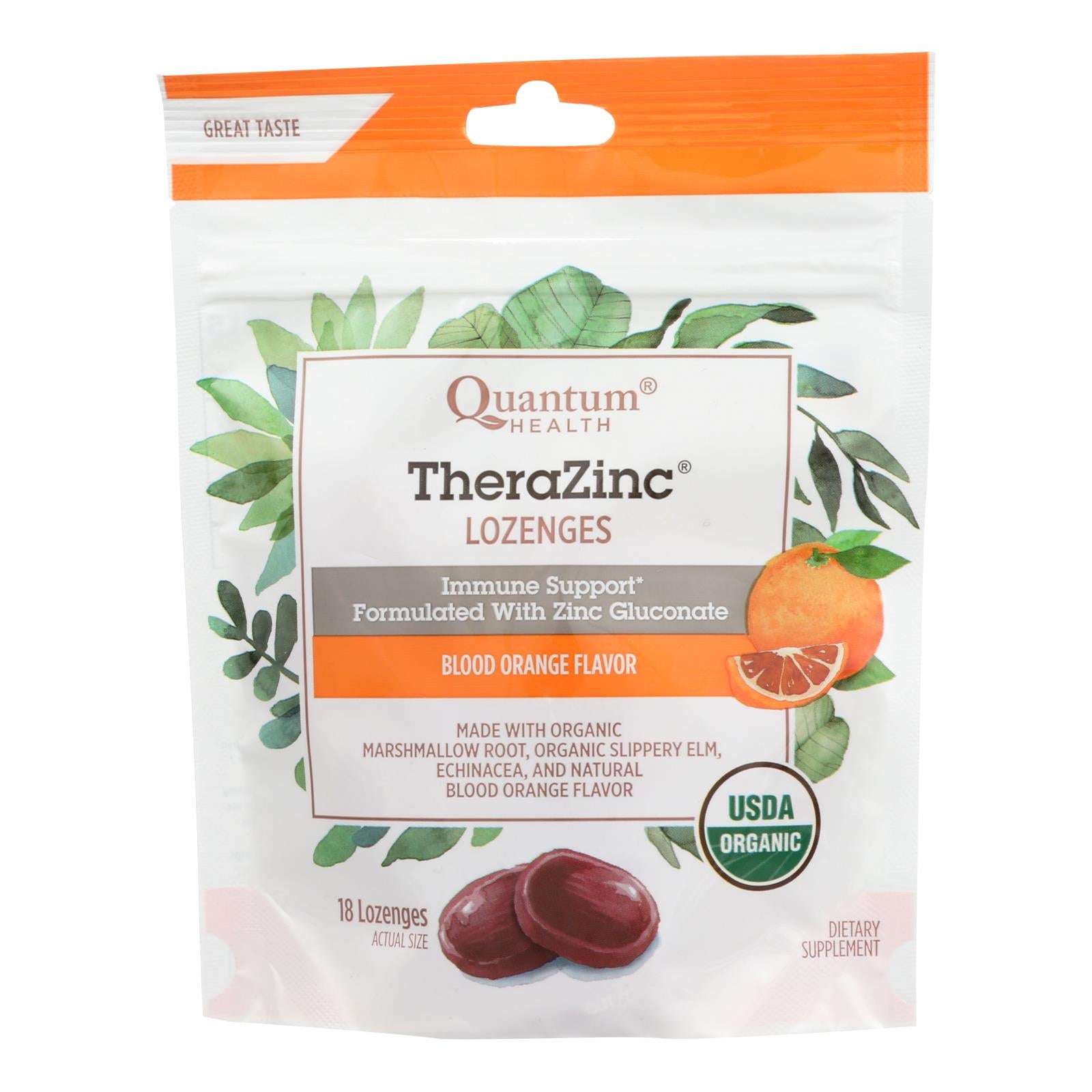 Quantum Research Thera-Zinc Lozenges - Blood Orange, Immune Support Supplement