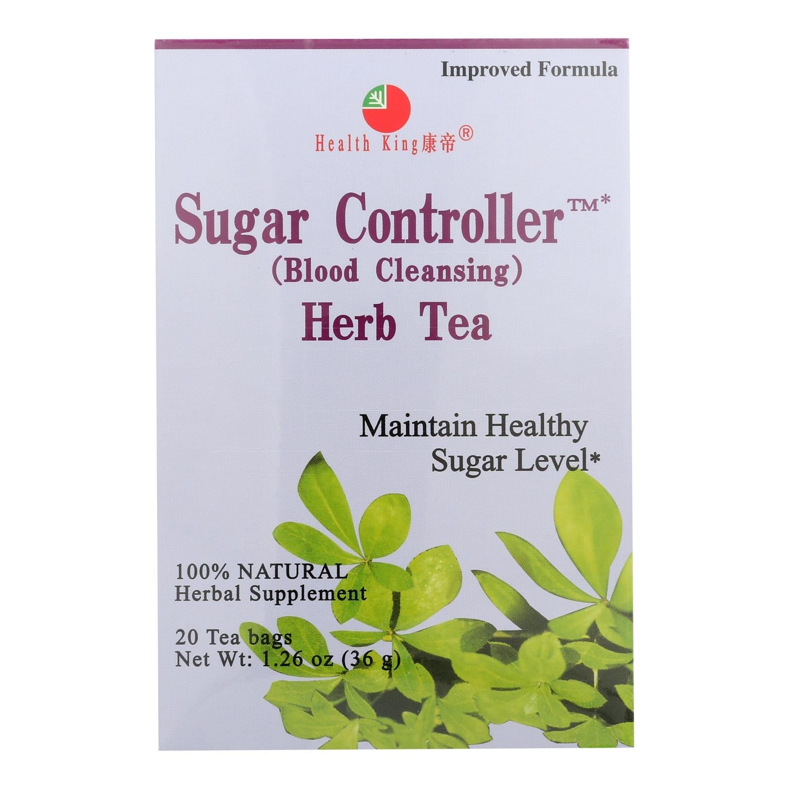 Health King Sugar Controller Blood Purifying Herbal Tea (20 Tea Bags)