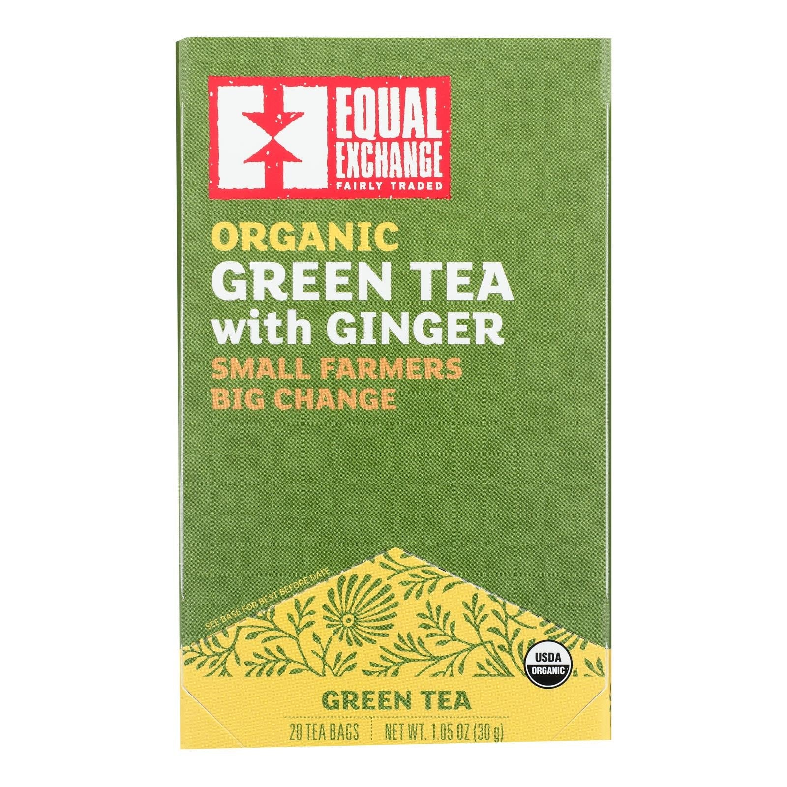 Equal Exchange Organic Green Ginger Tea, 20 Bags, Pack of 6