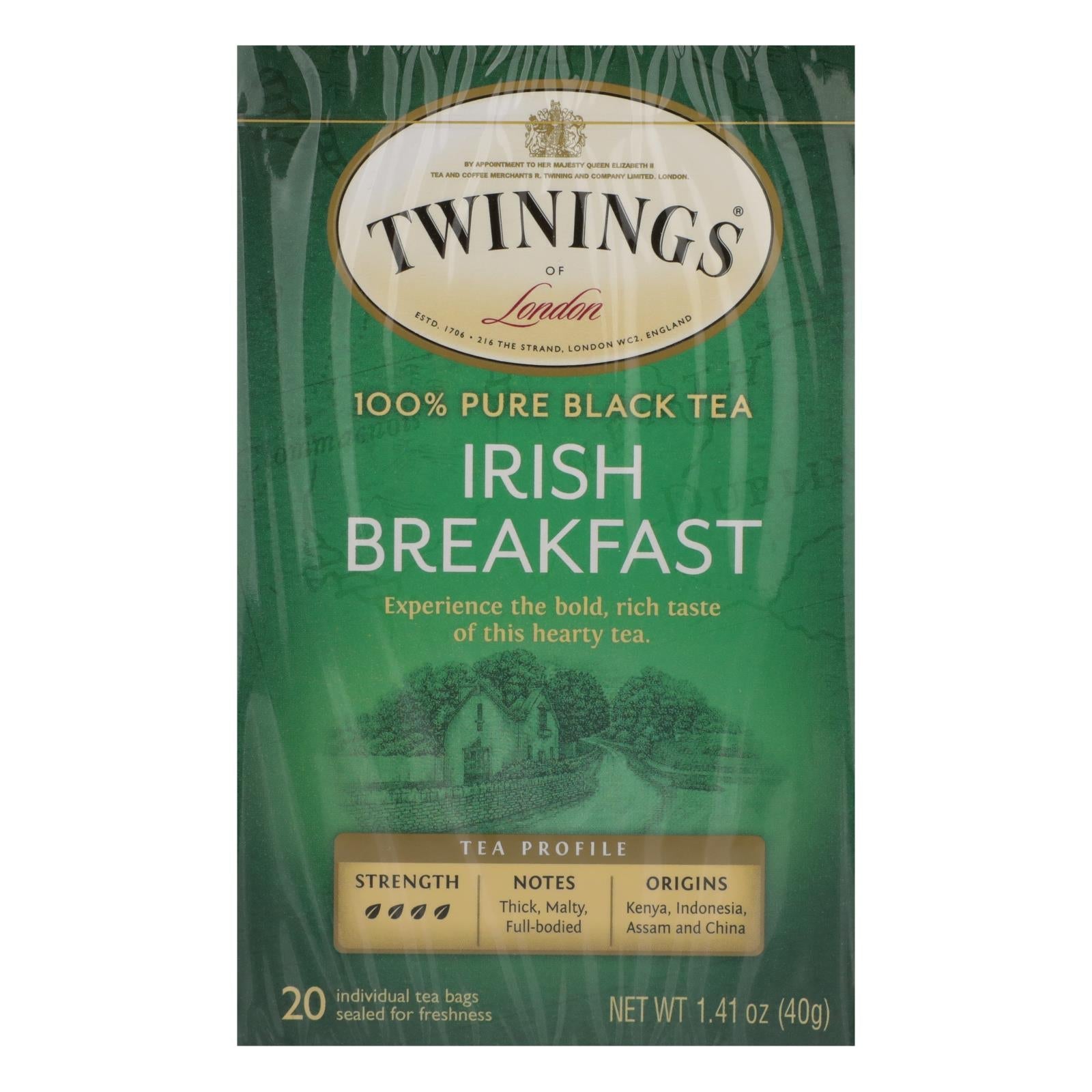 Twinings Irish Breakfast Black Tea Bags (Pack of 6 - 20 Count)