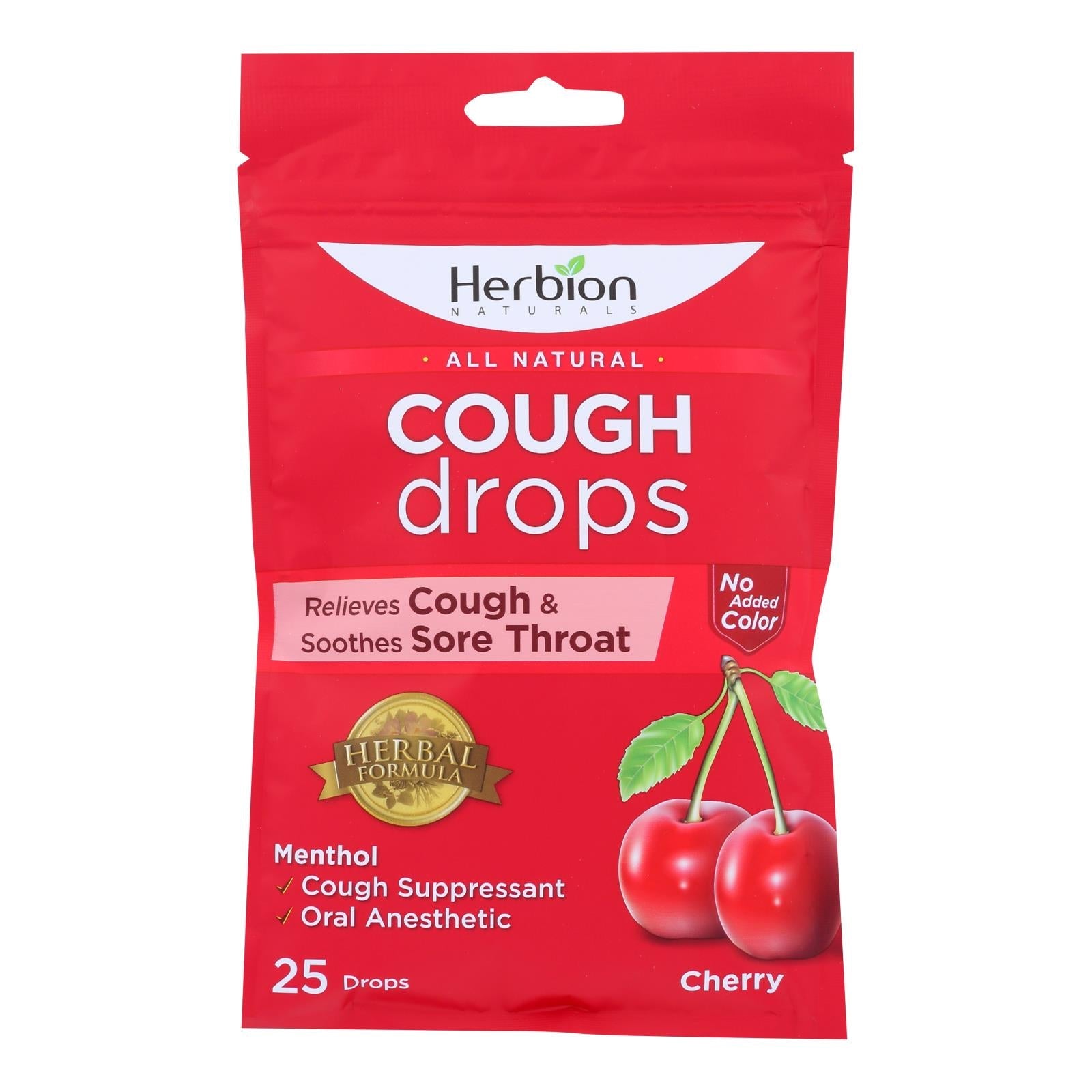 Herbion Naturals Cherry Cough Drops (Pack of 25)
