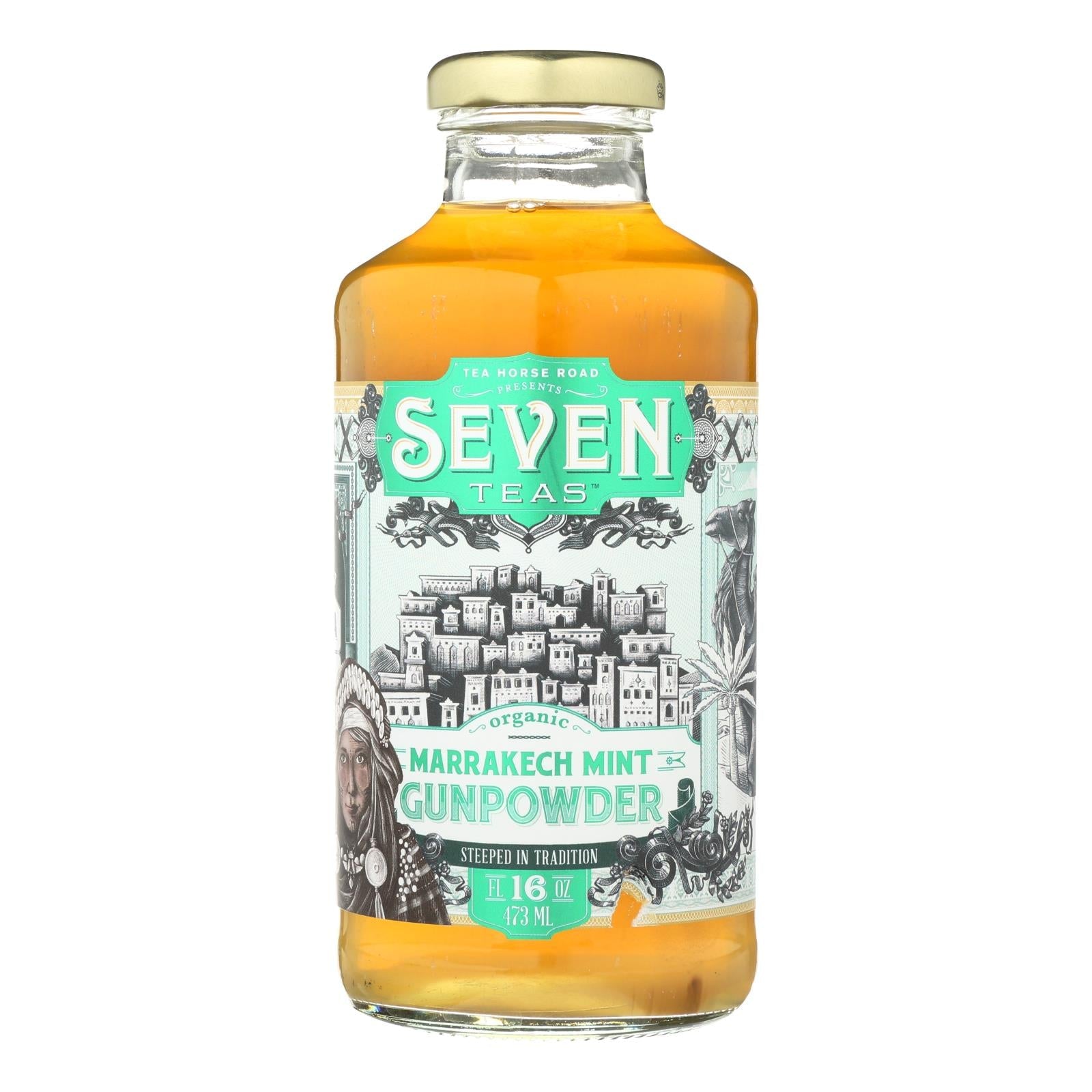 Exotic Marrakesh Gunpowder Mint Tea for a Refreshing and Crisp Brew (12 x 16 Fl. Oz.) by Seven Teas