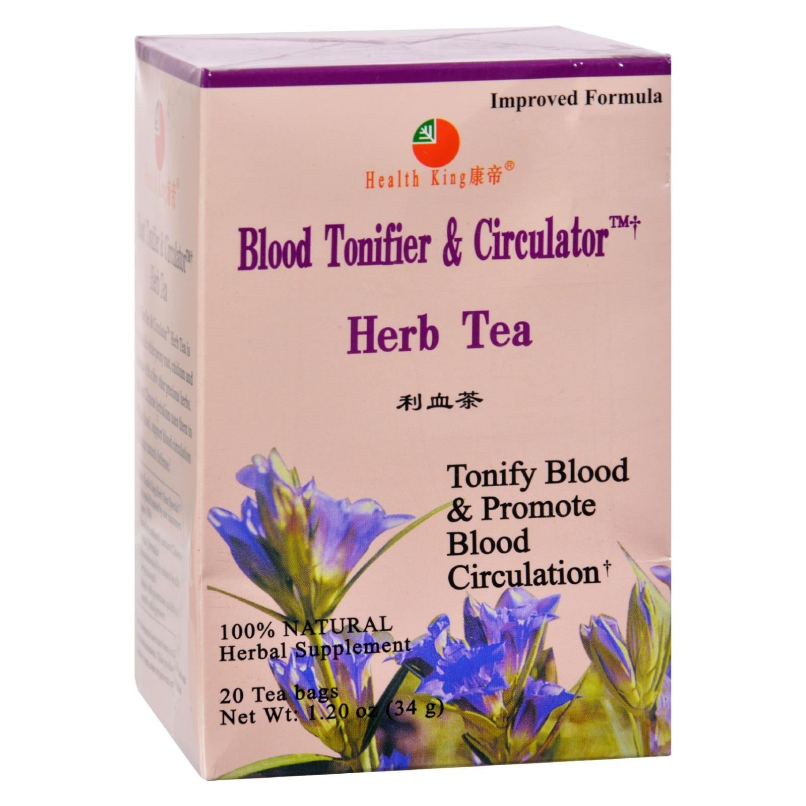 Health King Medicinal Tea: Blood Tonifier & Circulator Herb (Pack of 20)