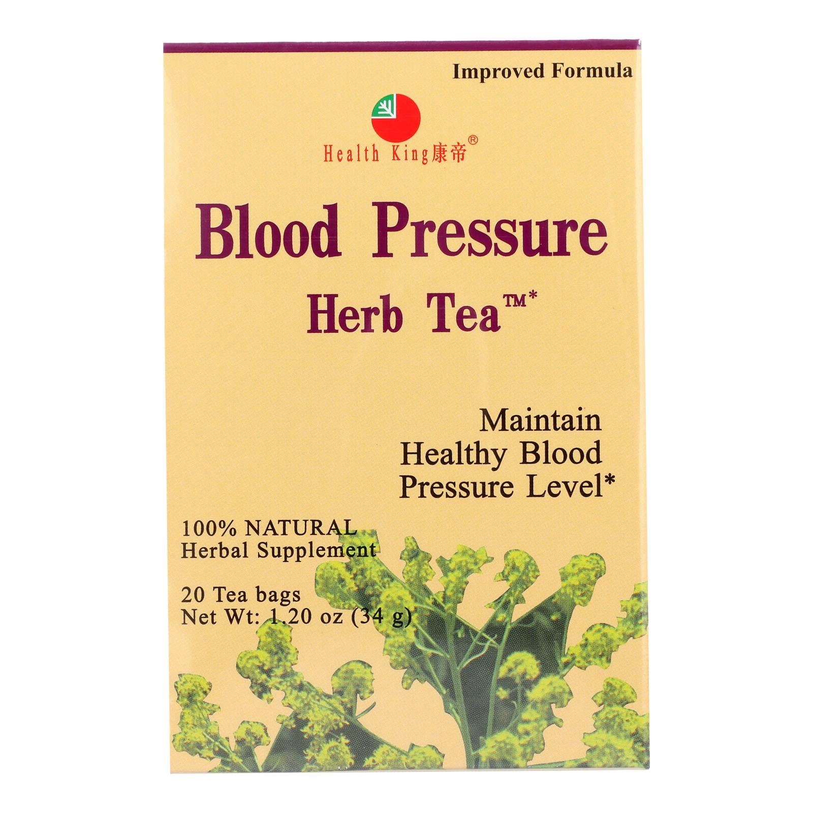 Health King Blood Pressure Herbal Tea, 20-Count