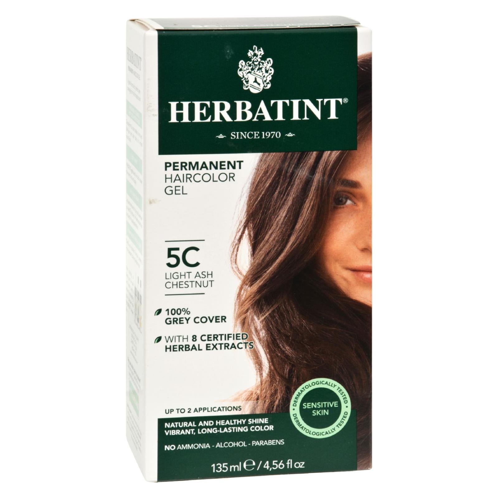 Herbatint Permanent Herbal Hair Color Gel - 5C Light Ash Chestnut - 135 ml