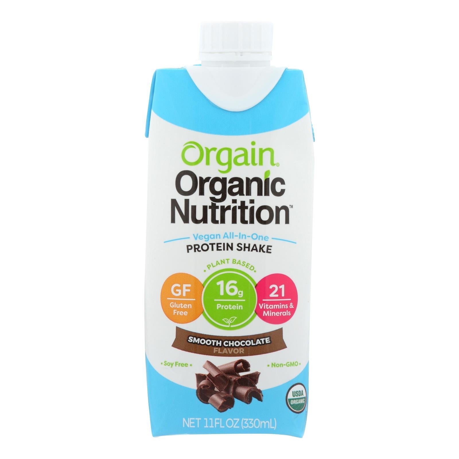 Orgain Organic Vegan Nutritional Shake, Smooth Chocolate, 11 Fl Oz (12-Pack)