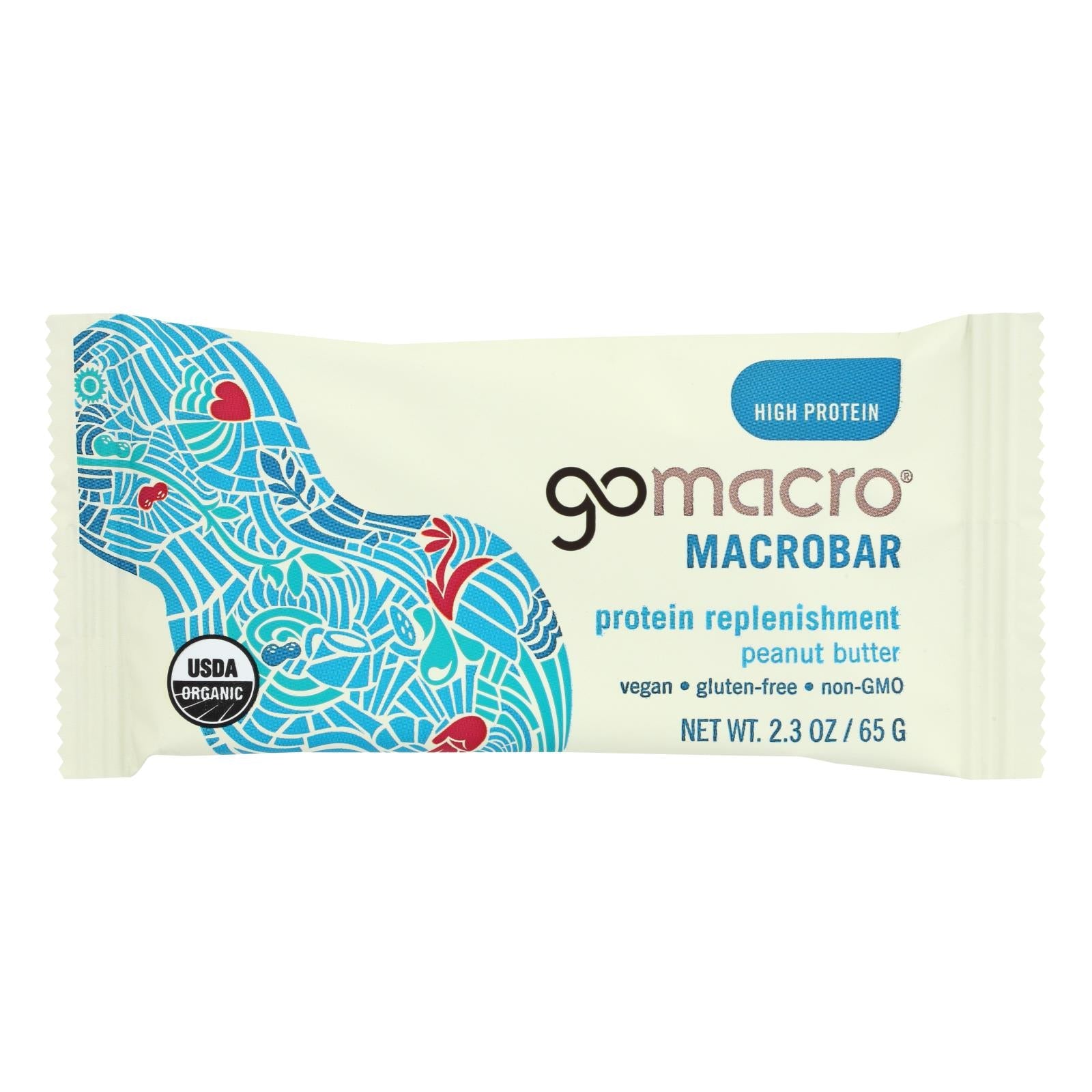 Gomacro Macrobar Peanut Protein Bar, 2.3 Oz (Pack of 12)