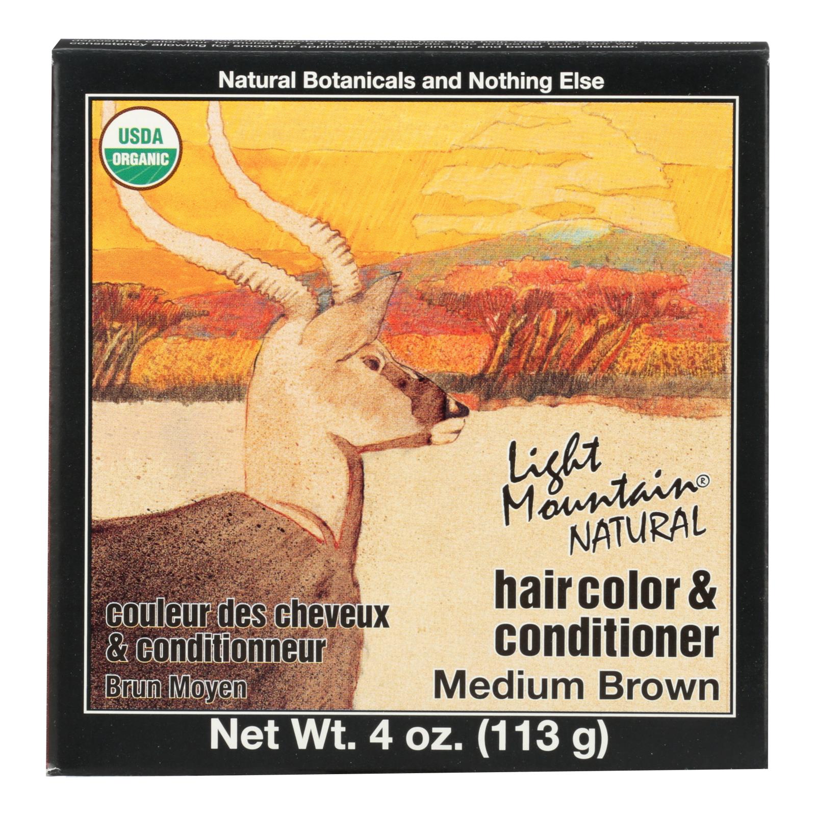 Light Mountain Organic Hair Color and Conditioner Medium Brown (Pack of 4)