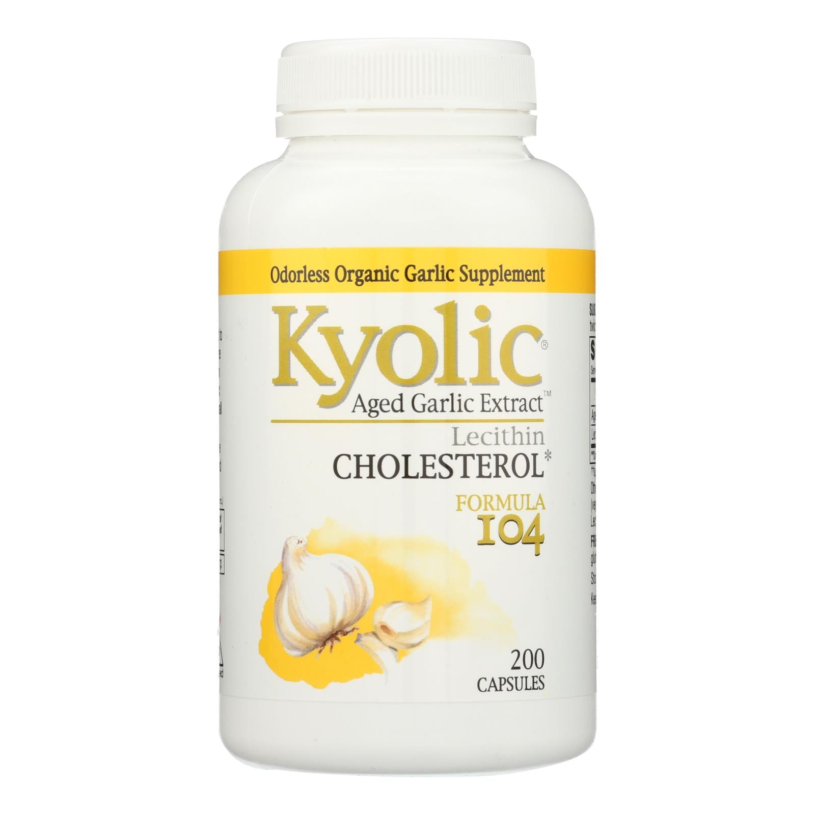 Kyolic Aged Garlic Extract Cholesterol Formula 104, 200 Capsules