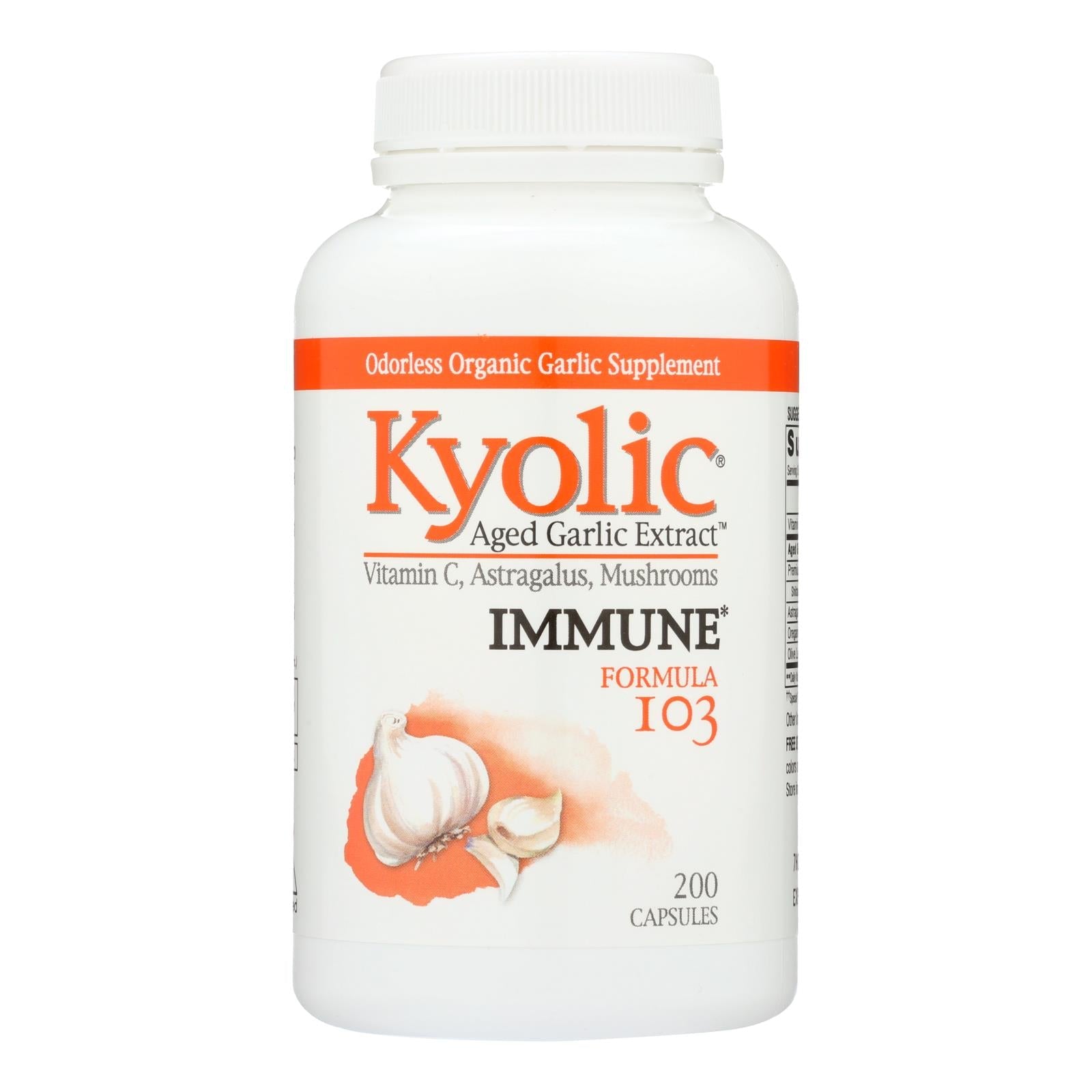 Kyolic Aged Garlic Extract Immune Formula 103 - Boost Immunity and Vitality - 200 Capsules