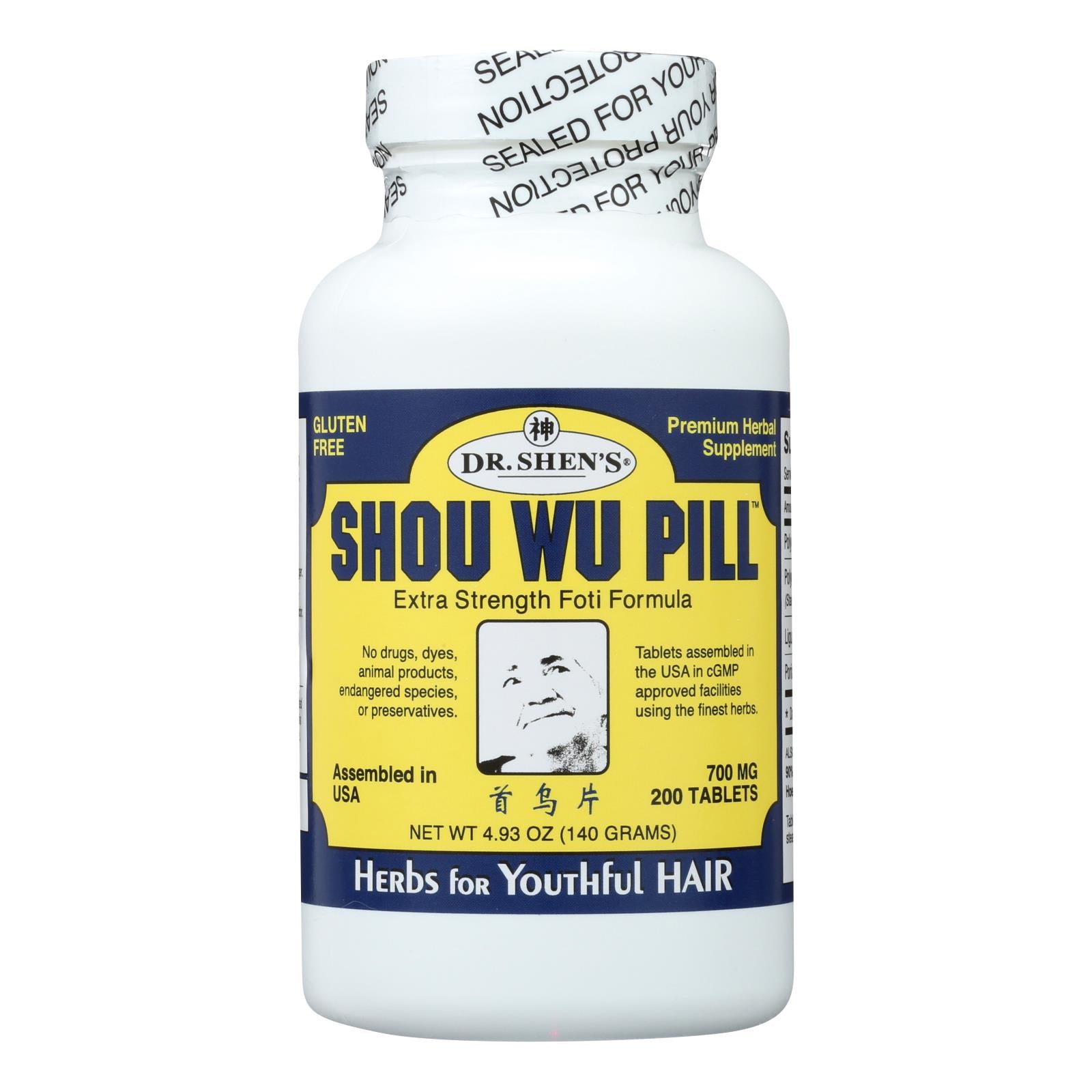 Dr. Shen's Shou Wu Youthful Hair Formula (200 Tablets - 700 mg)