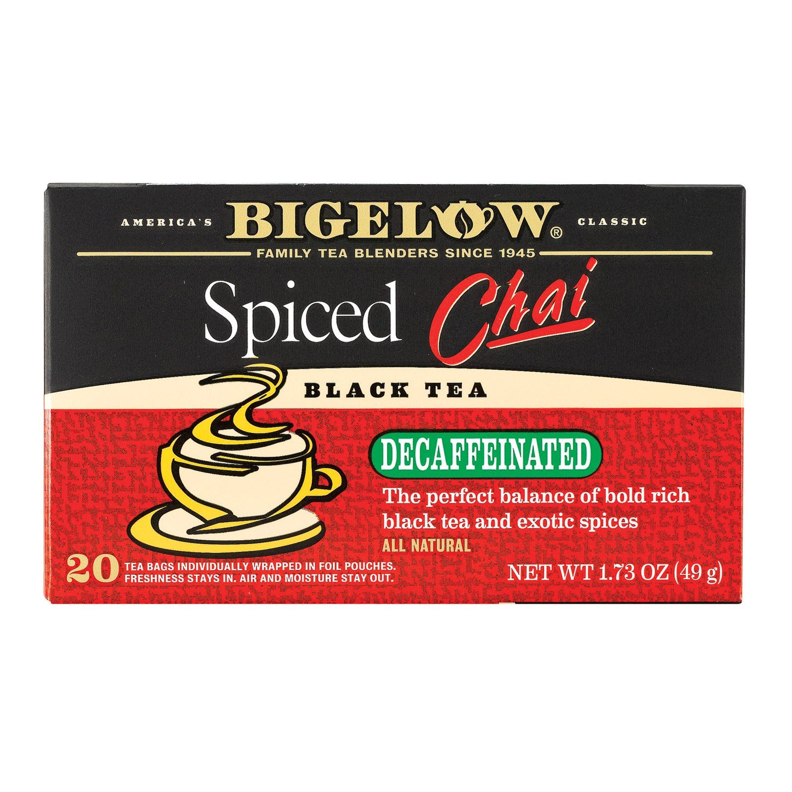 Bigelow Tea Decaf Chai Spiced Tea Bags, 20-Count (Pack of 6)