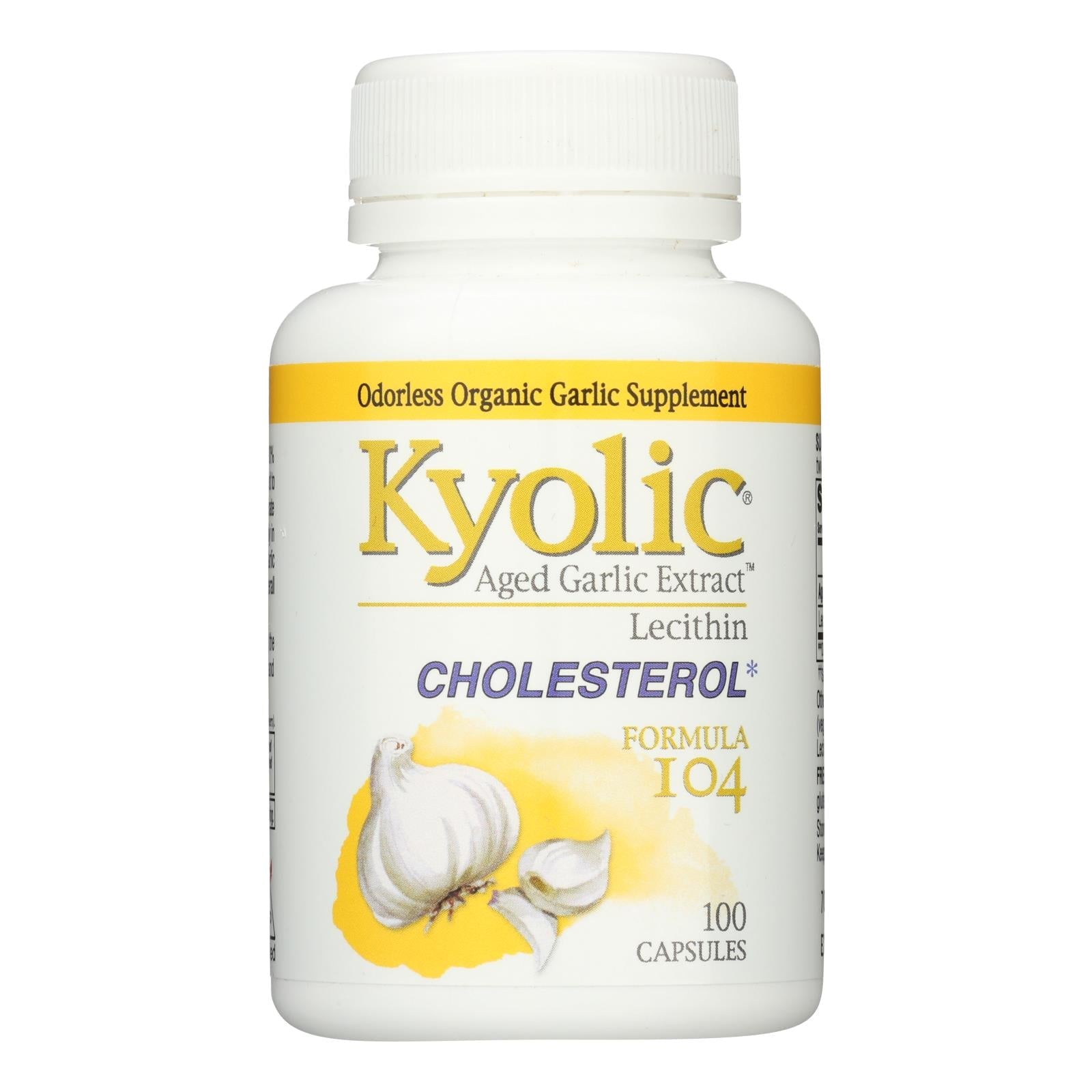 Kyolic Aged Garlic Extract Cholesterol Support Formula 104, 100 Capsules