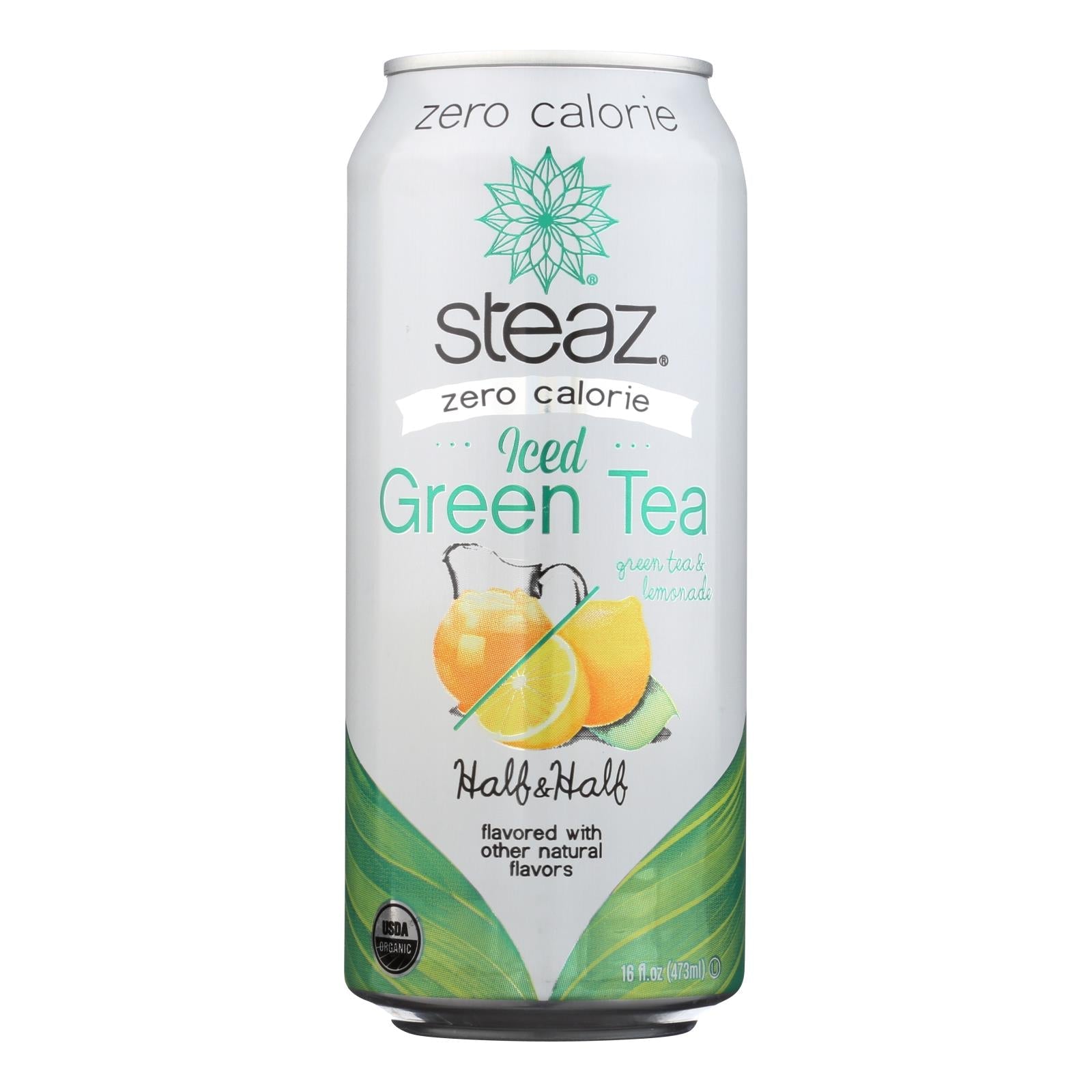 Steaz Zero Calorie Green Tea Half and Half (Pack of 12 - 16 Fl. Oz.)