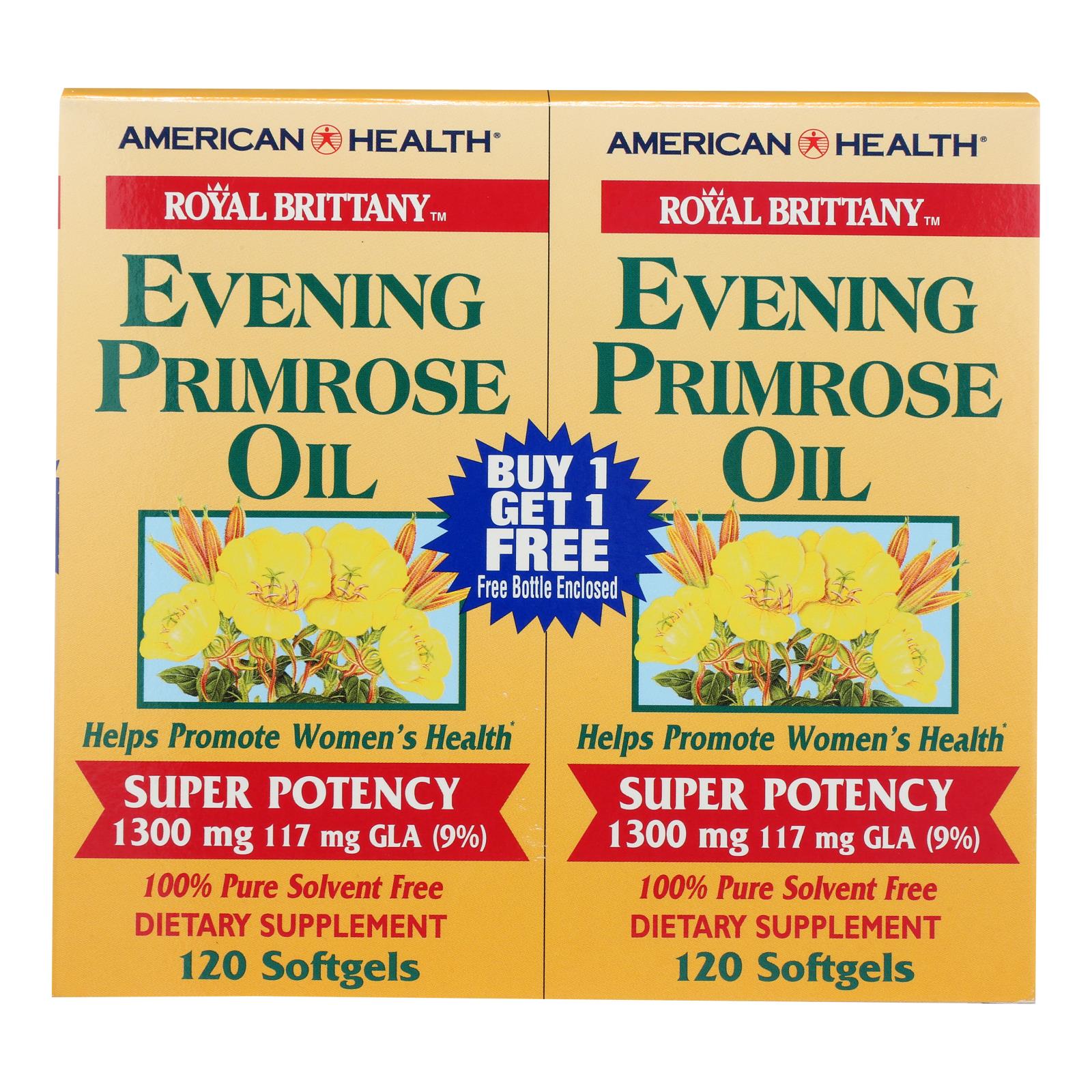 Royal Brittany Evening Primrose Oil 1300 Mg - Twin Pack (120+120 Softgels) by American Health