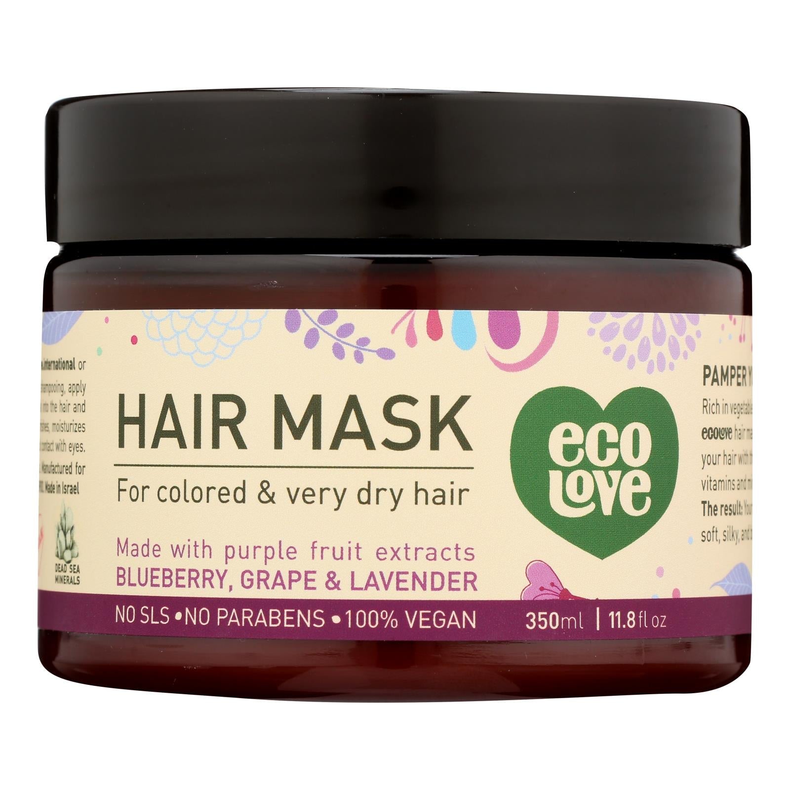 Ecolove Purple Fruit Hair Mask for Vibrant Colored & Dry Hair - 11.8 Oz.