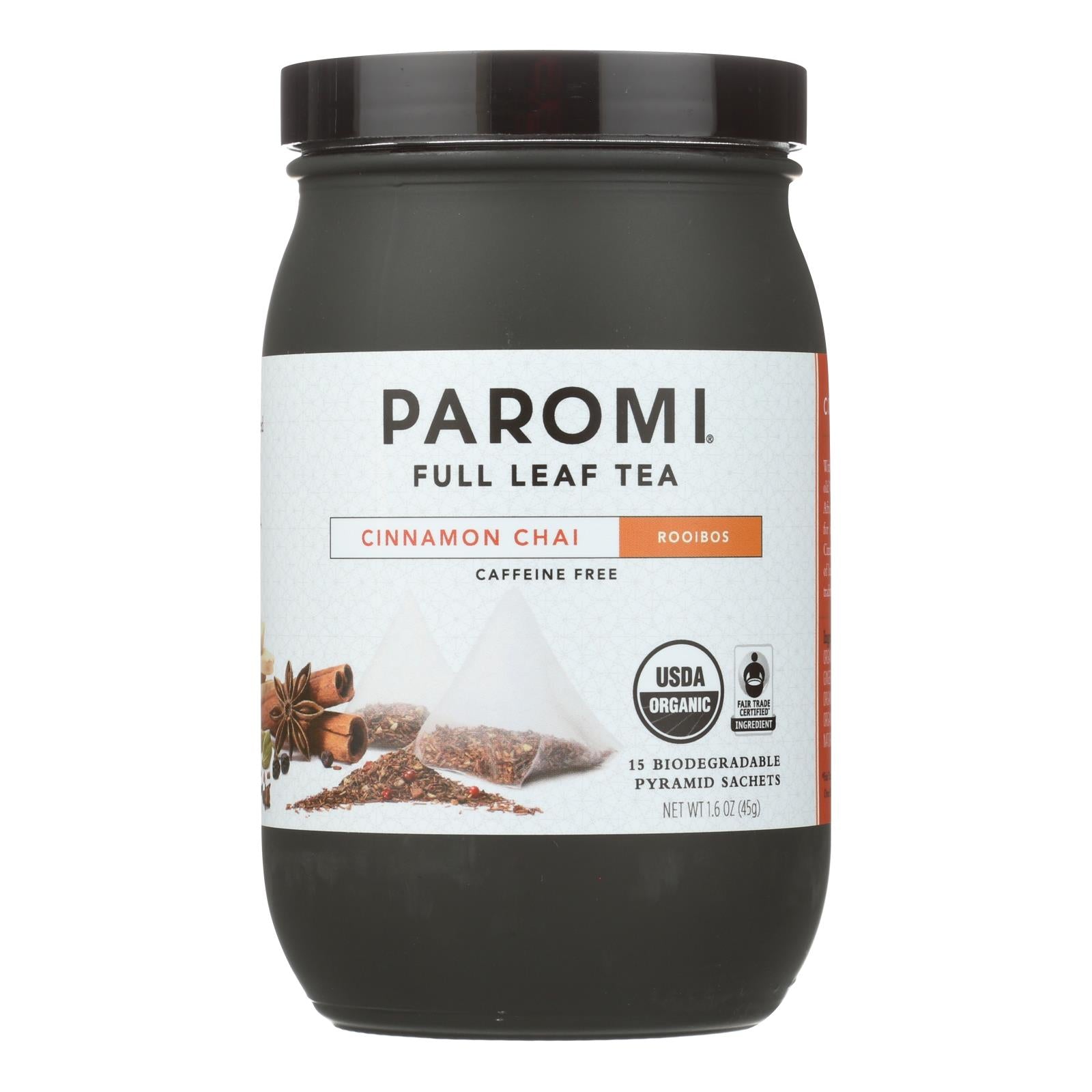 Paromi Rooibos Cinnamon Chai Tea Packs (15 Bags Each, Pack of 6)