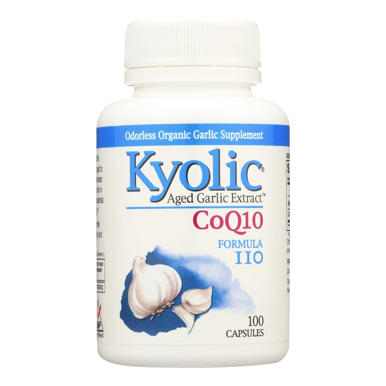 Kyolic Aged Garlic Extract CoQ10 Formula 110: Supports Heart and Immune Health (100 Capsules)
