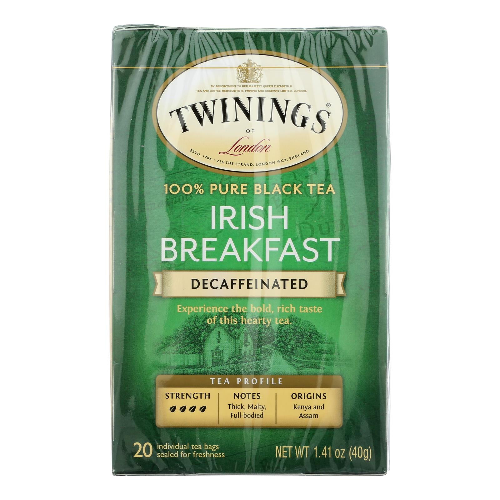 Twinings Breakfast Irish Decaf Black Tea, 20 Tea Bags (Pack of 2)