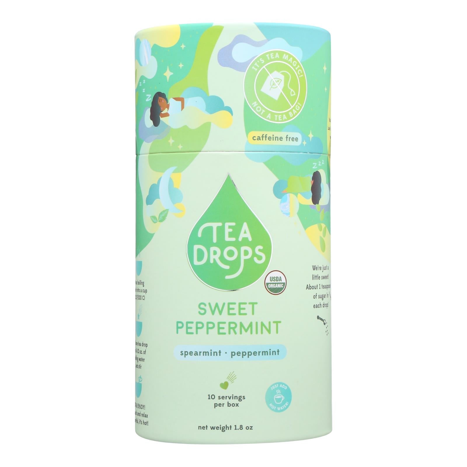 Tea Drops Sweet Peppermint Tea: Refreshing, Naturally Sweet, No-Calorie (6-Pack of 10)