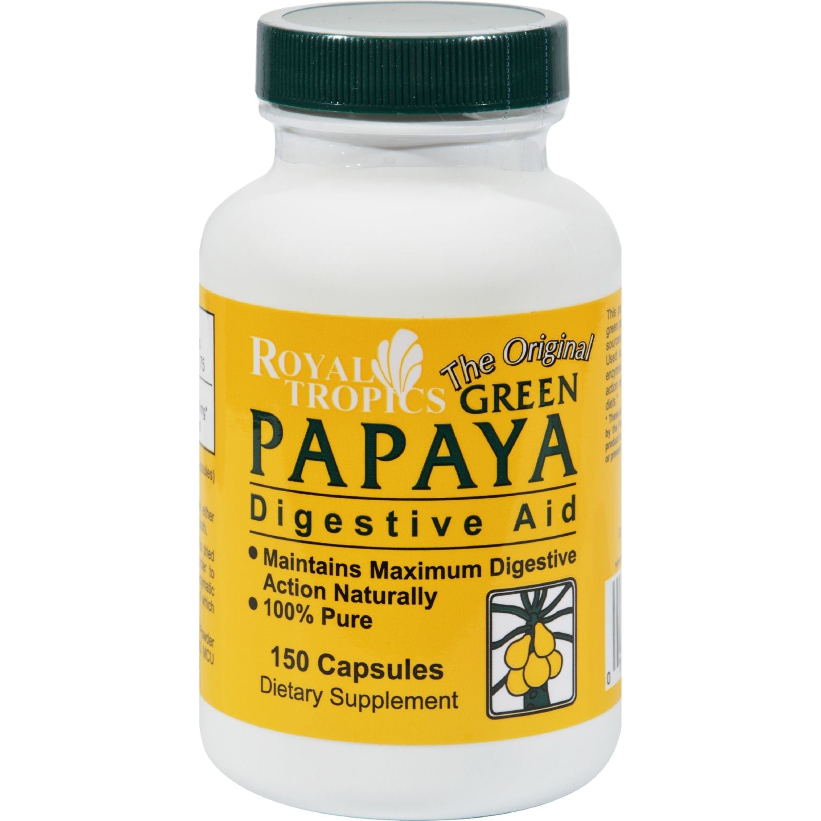Royal Tropics Original Green Papaya Digestive Aid Capsules (Pack of 150)