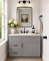 30 Inch Grey Shaker Single Sink Bathroom Vanity with Drawers on the Left
