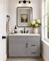 30 Inch Grey Shaker Single Sink Bathroom Vanity with Drawers on the Right