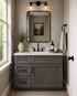 30 Inch Gray Stained Shaker Single Sink Bathroom Vanity with Drawers on the Left