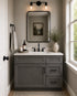 30 Inch Gray Stained Shaker Single Sink Bathroom Vanity with Drawers on the Right