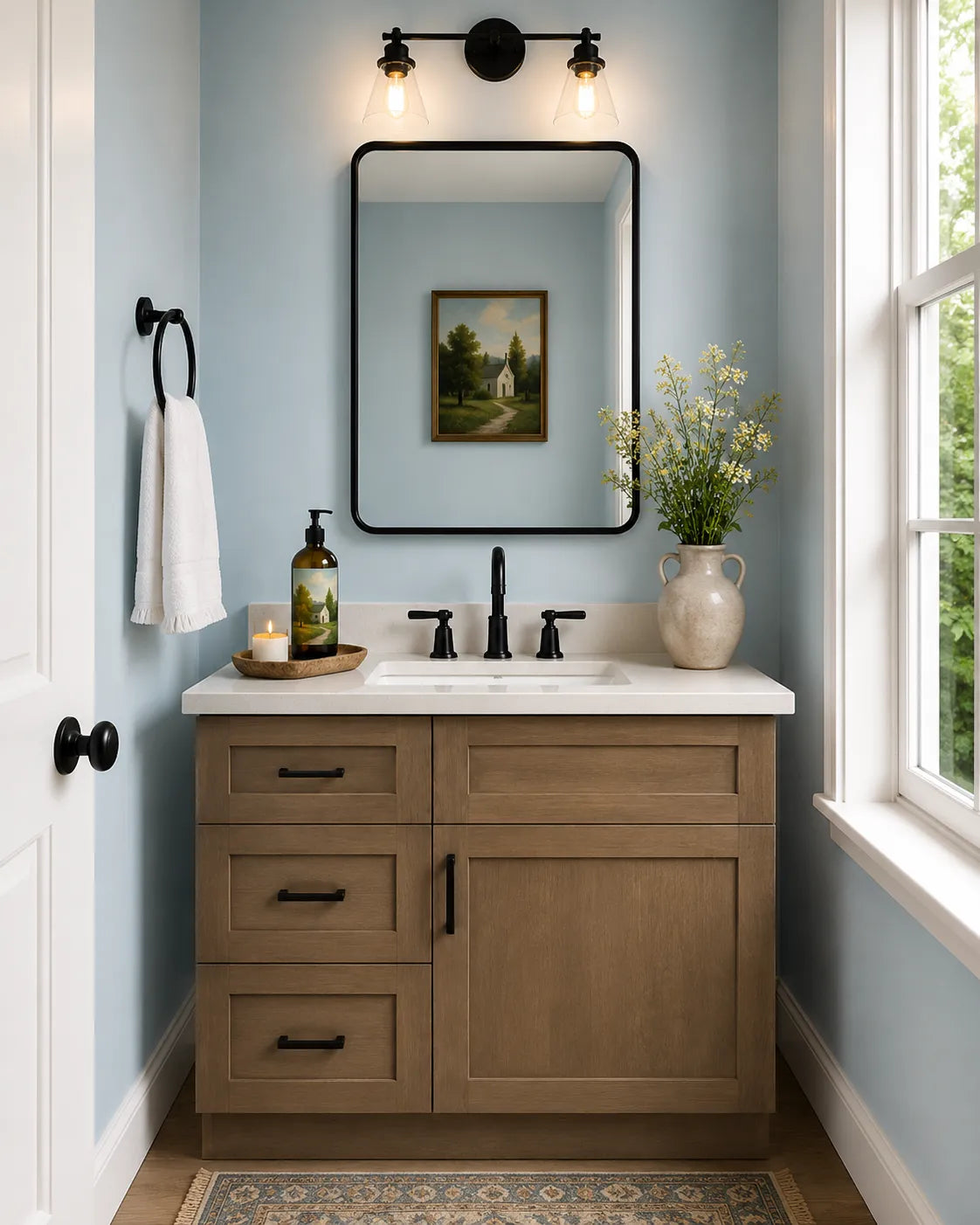 30 Inch Natural Shaker Single Sink Bathroom Vanity with Drawers on the Left