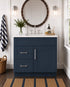 30 Inch Navy Blue Shaker Single Sink Bathroom Vanity with Drawers on the Left