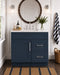 30 Inch Navy Blue Shaker Single Sink Bathroom Vanity with Drawers on the Right