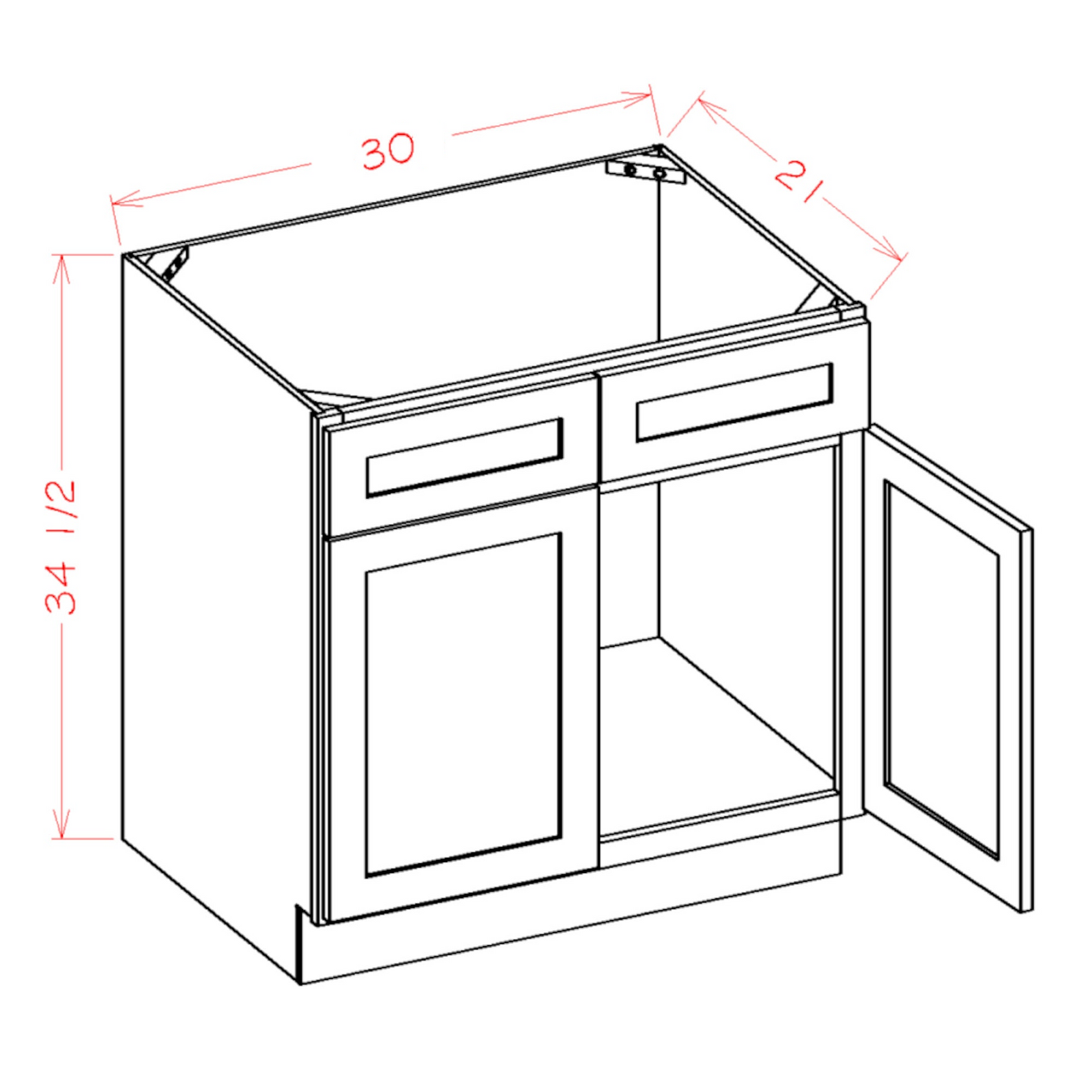30 Inch White Slim Shaker Single Sink Bathroom Vanity
