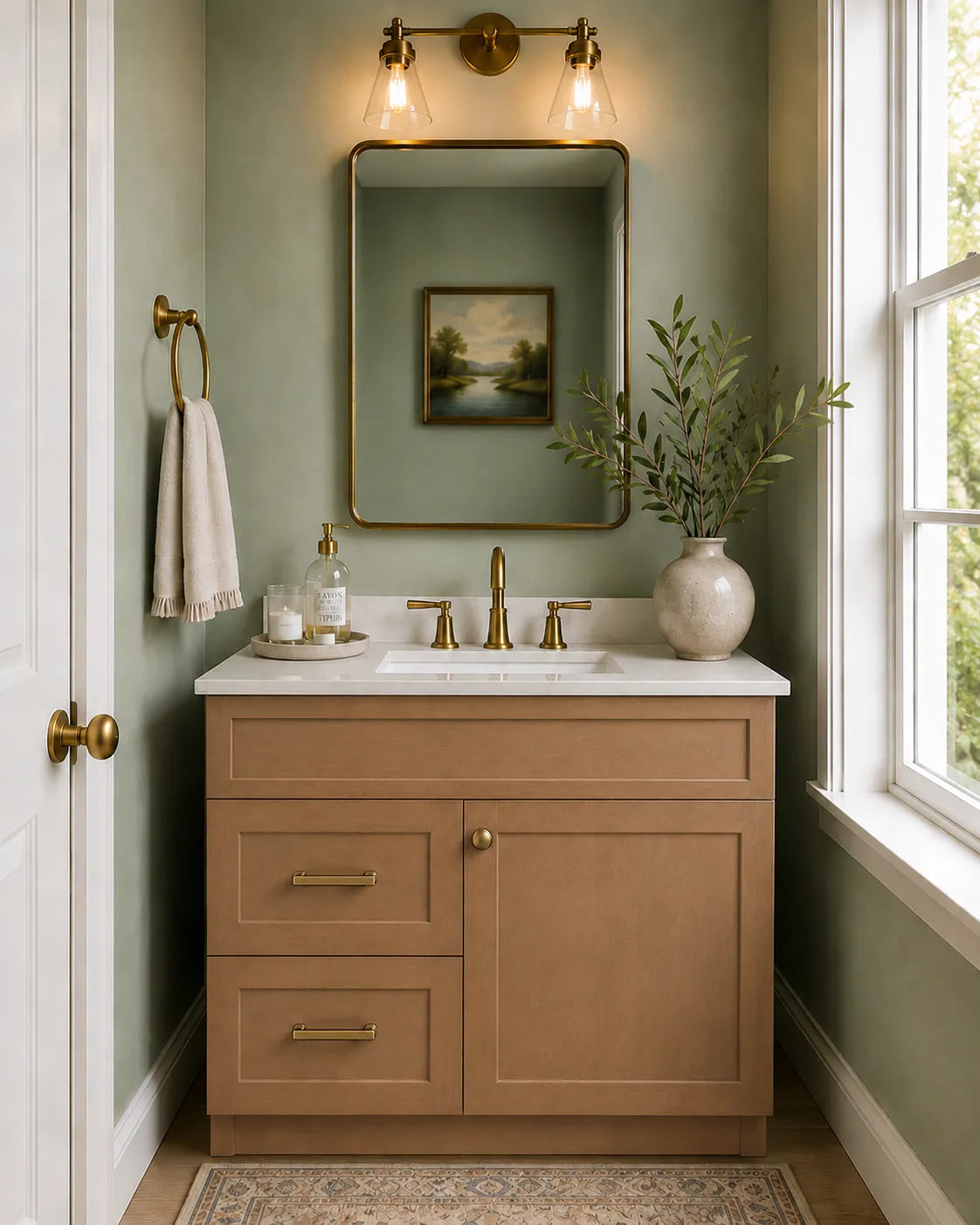 30 Inch Toffee Shaker Single Sink Bathroom Vanity with Drawers on the Left