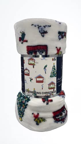 Decor & More Happy Holidays Microplush Throw Blanket (50“ x 60“) - Christmas Time