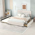 Queen Platform Bed With Twin Trundle And 2 Storage Drawers - Beige