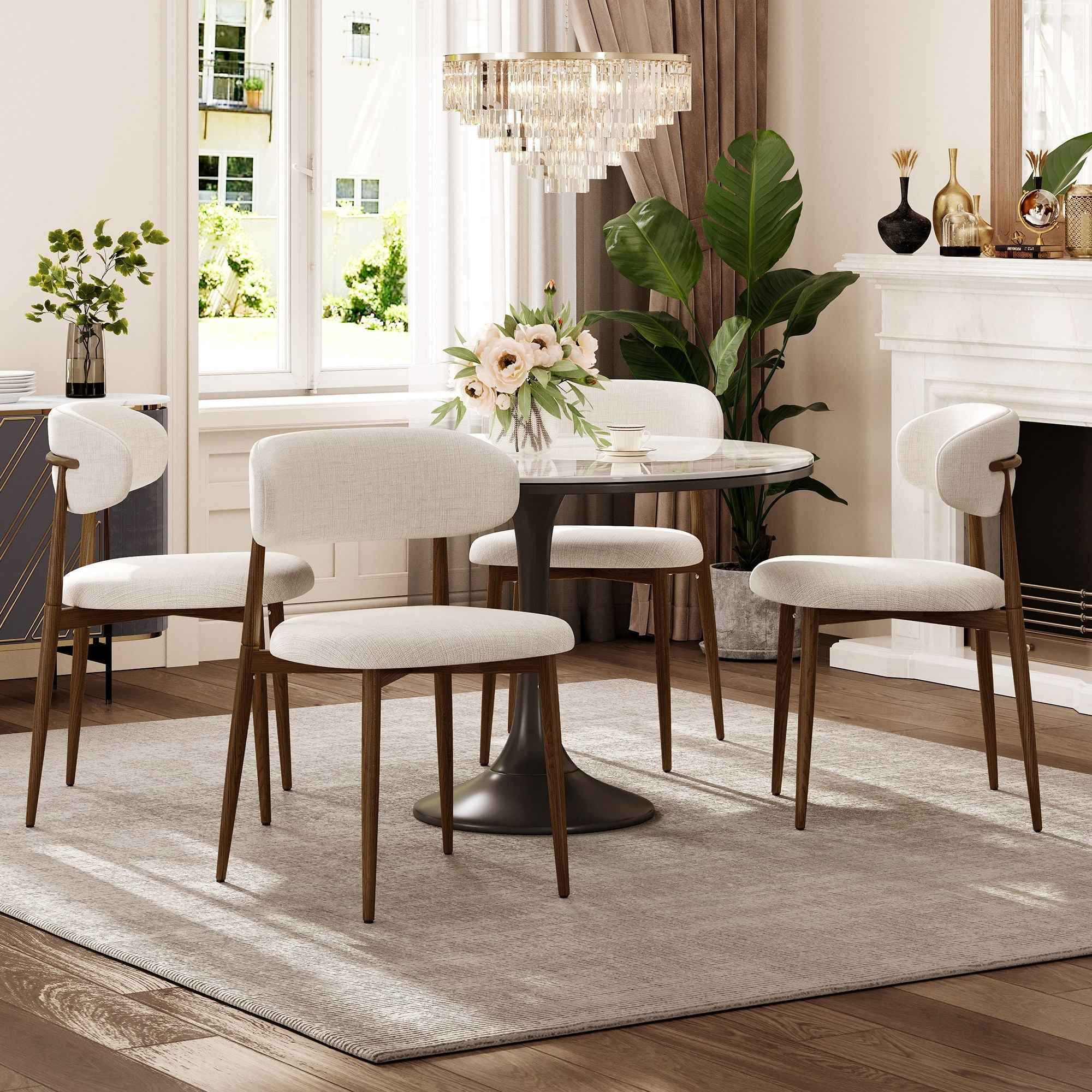 Upholstered Dining Chairs For Dining Room (Set of 2) - Beige