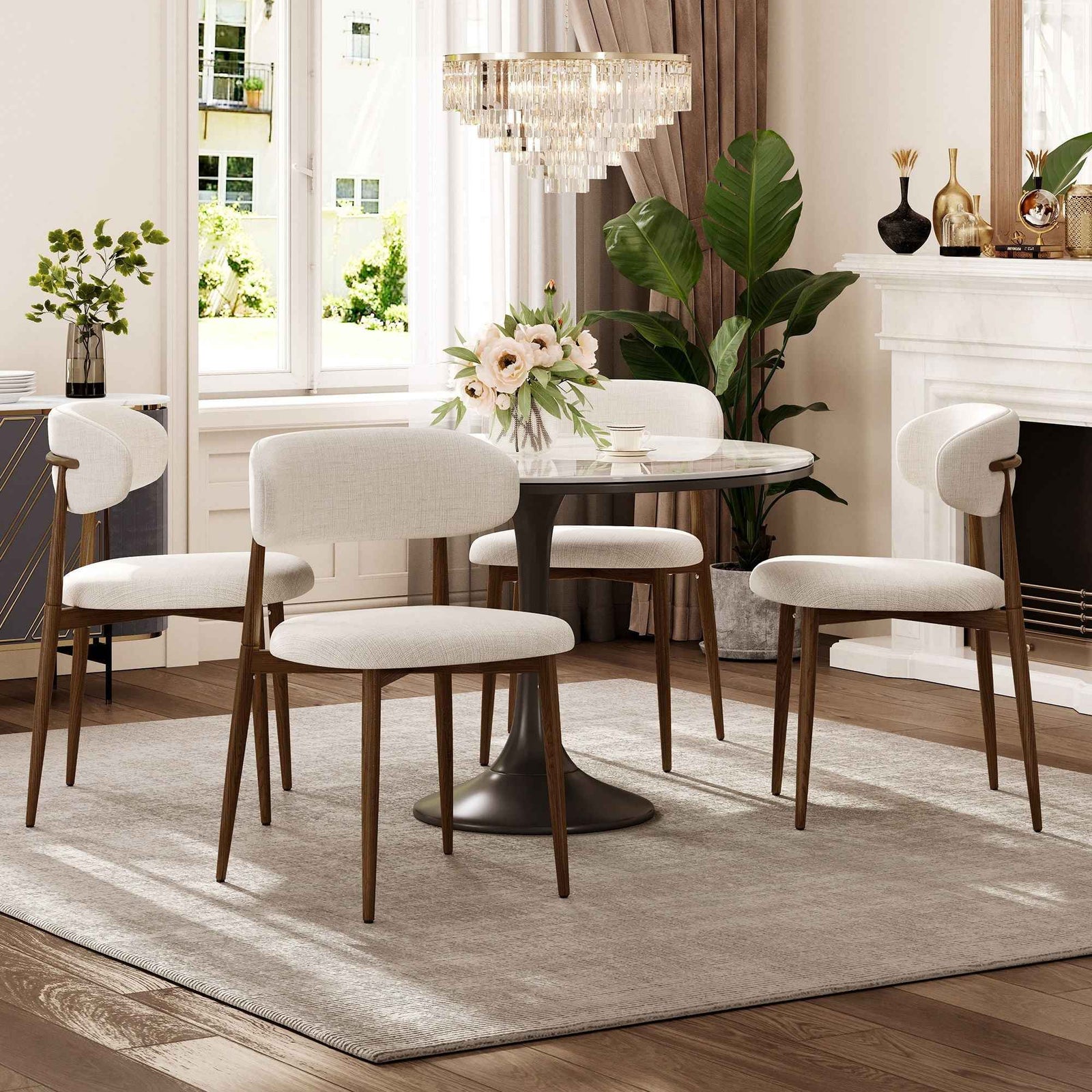 Upholstered Dining Chairs For Dining Room (Set of 2) - Beige