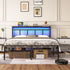 Bed Frame With Storage Headboard With USB C, Type C And LED Light