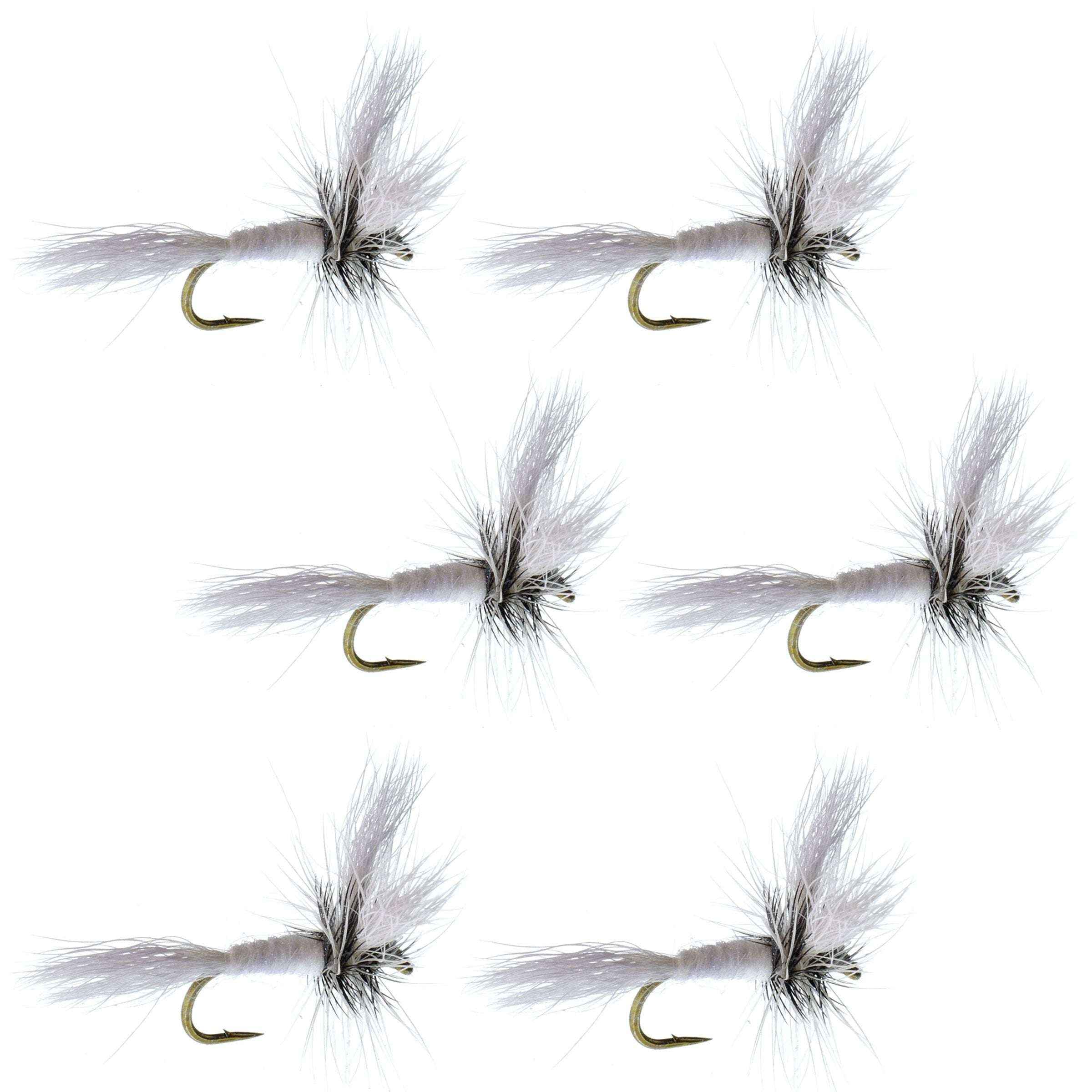Barbless White Wulff Classic Hair Wing Dry Fly - 6 Flies Hook Size 14