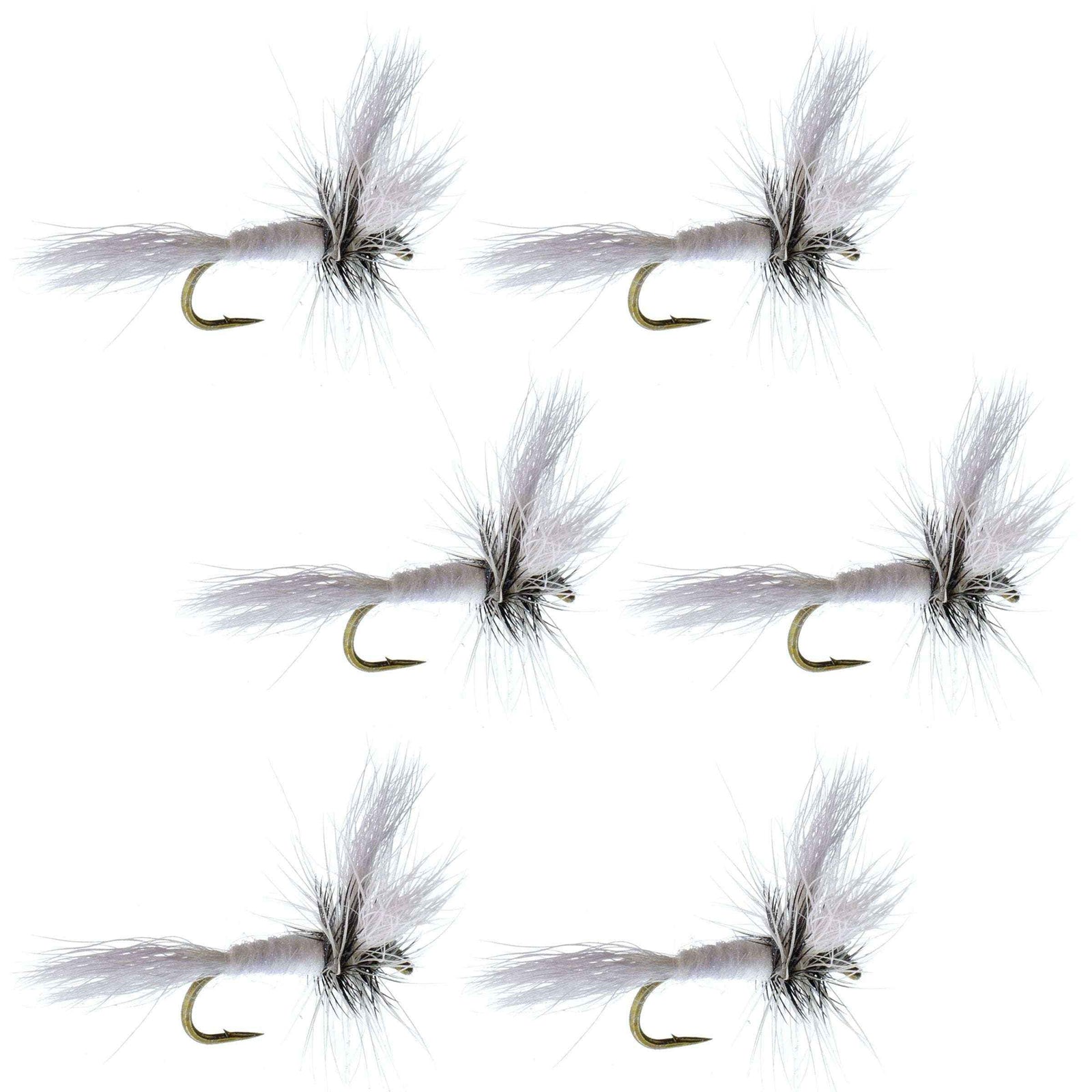 Barbless White Wulff Classic Hair Wing Dry Fly - 6 Flies Hook Size 14