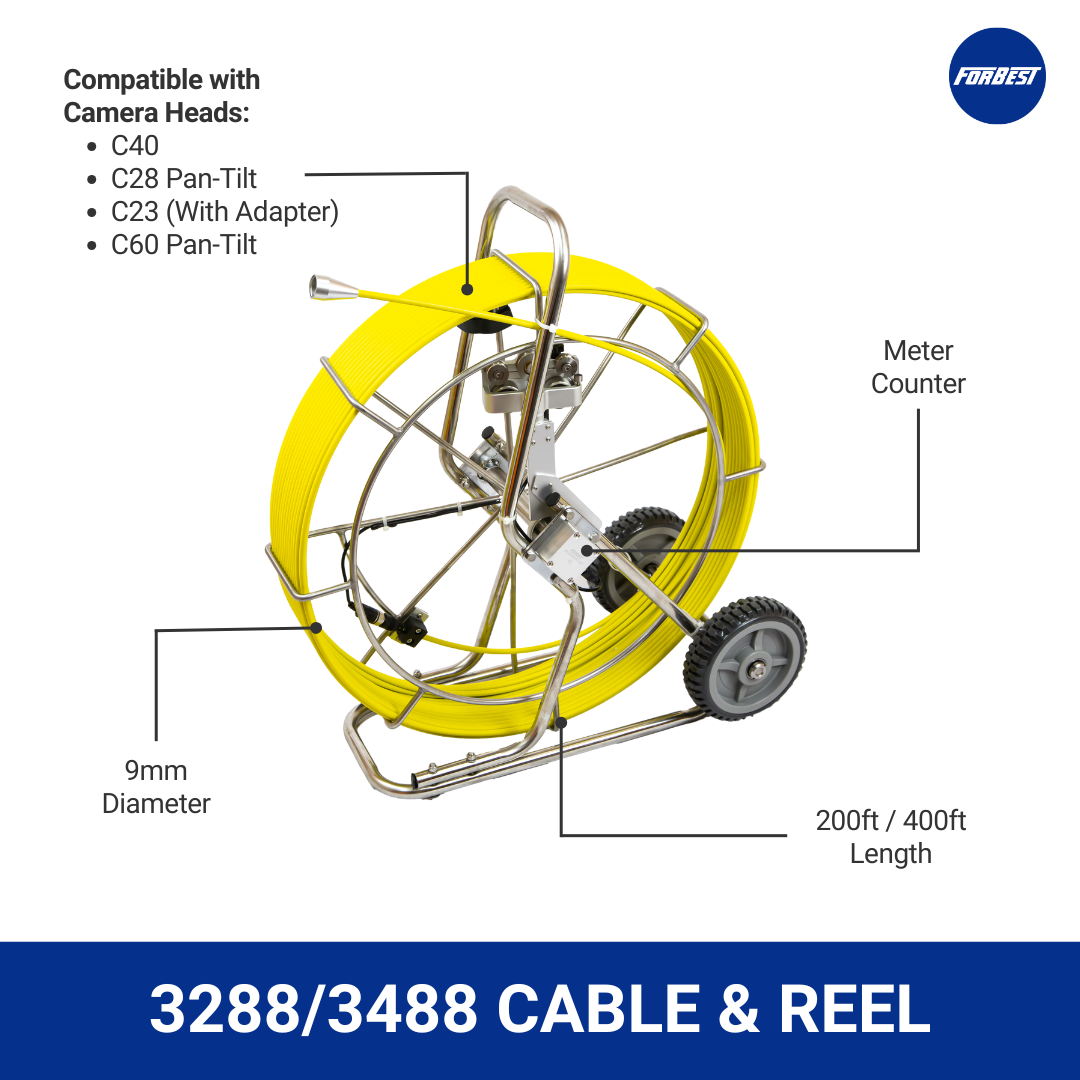 Pan-Tilt 3688AT Combo: 200ft/400ft Push Cable with Camera Head and Accessories (No Control Box)