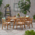 Outdoor 6 Seater Acacia Wood Dining Set with Cushions in Teak Finish