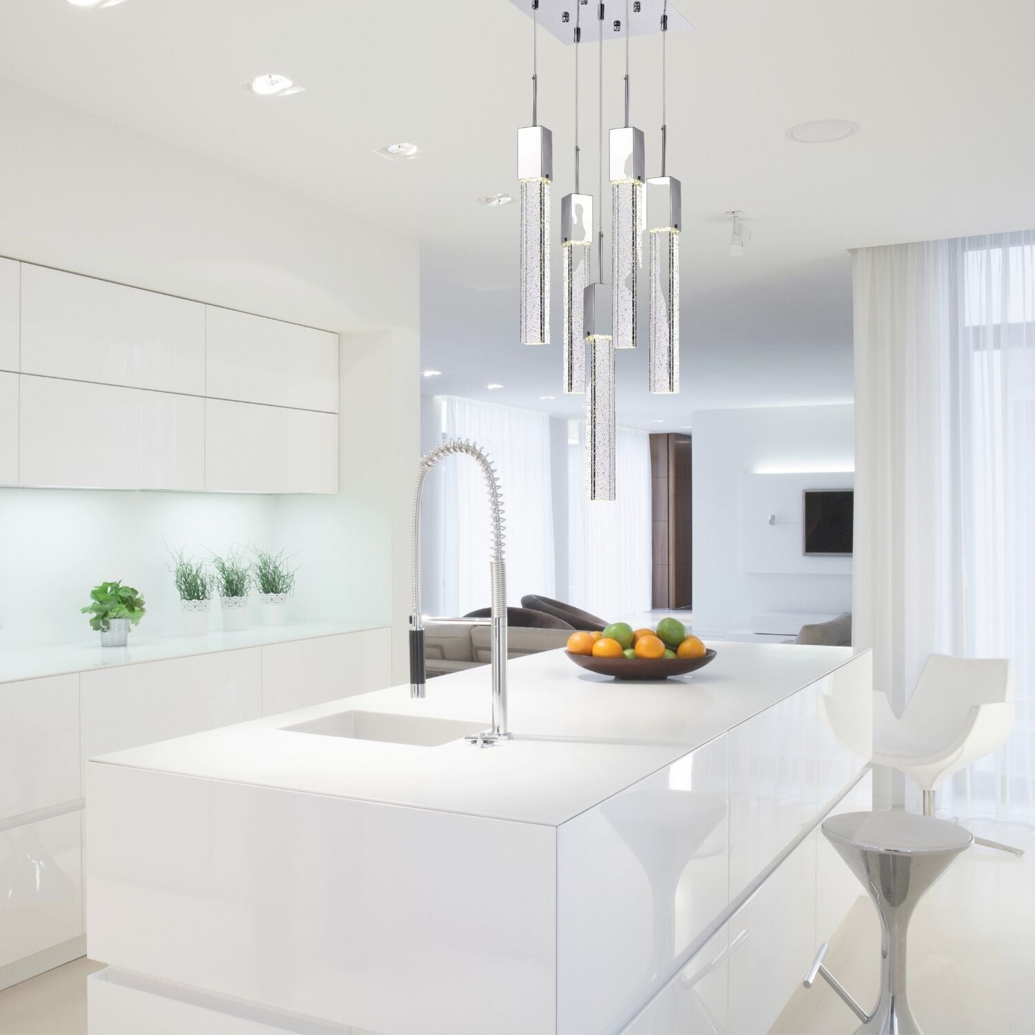 Rectangular Crystal Chandelier // XL 5 Light