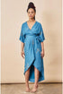 Cherry Blossom Maxi Wrap Dress Sapphire + Gold
