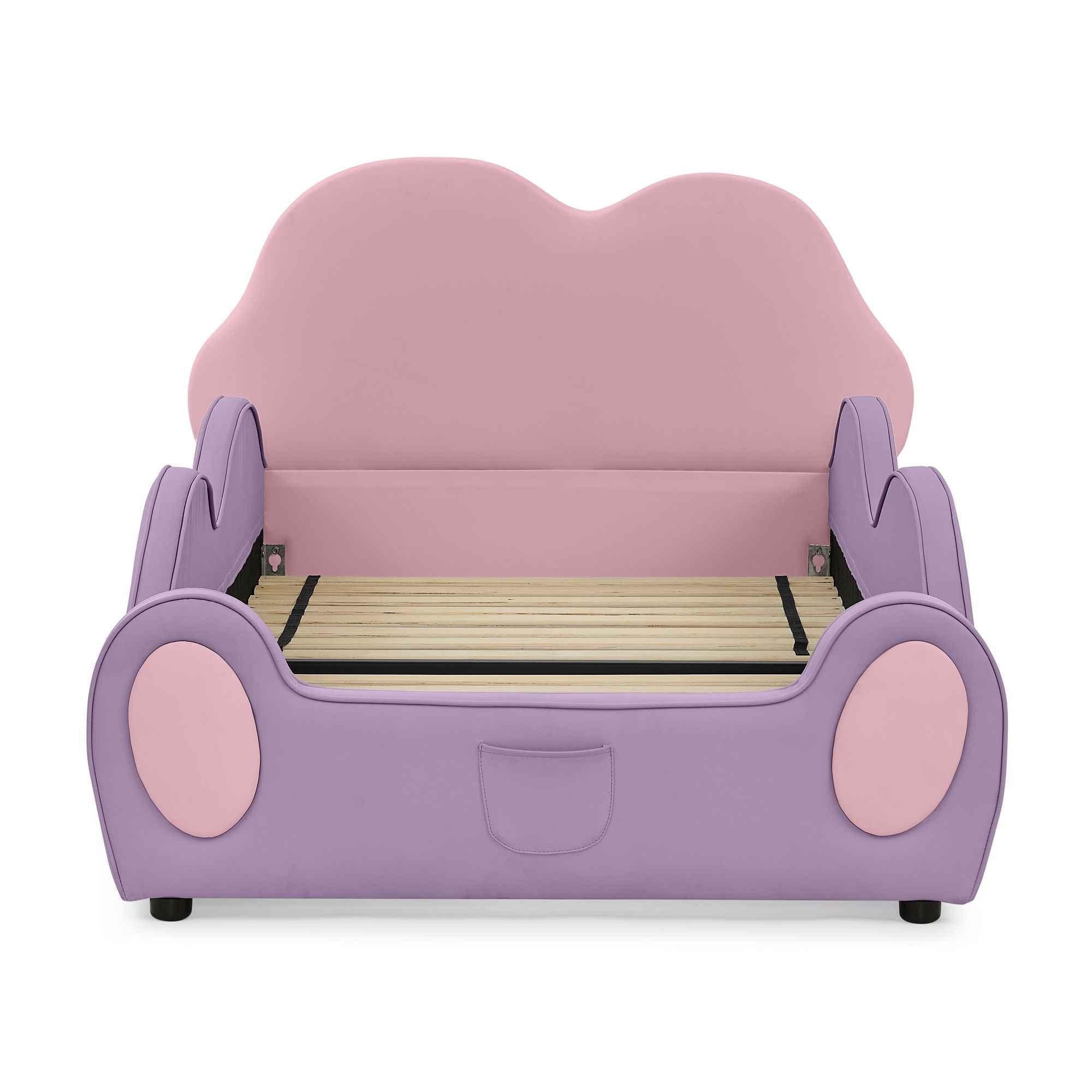 Cute Cloud Shape Bed With Guardrails Cartoon Design, Storage Pocket