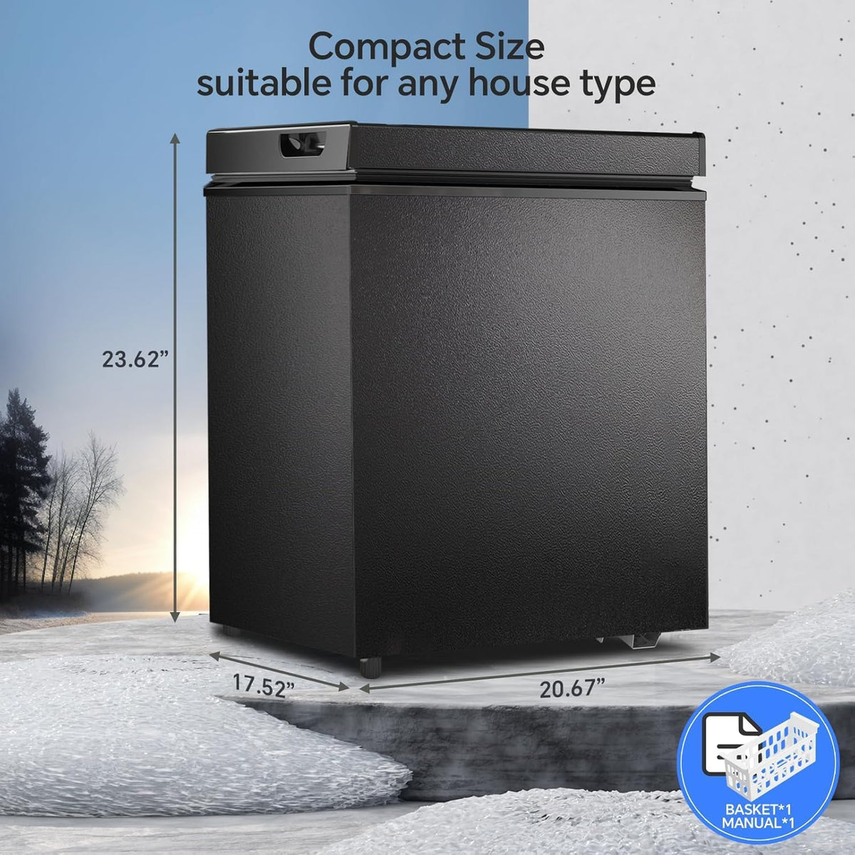 3.5 Cubic Feet Chest Freezer with 2 Removable Baskets D5897H