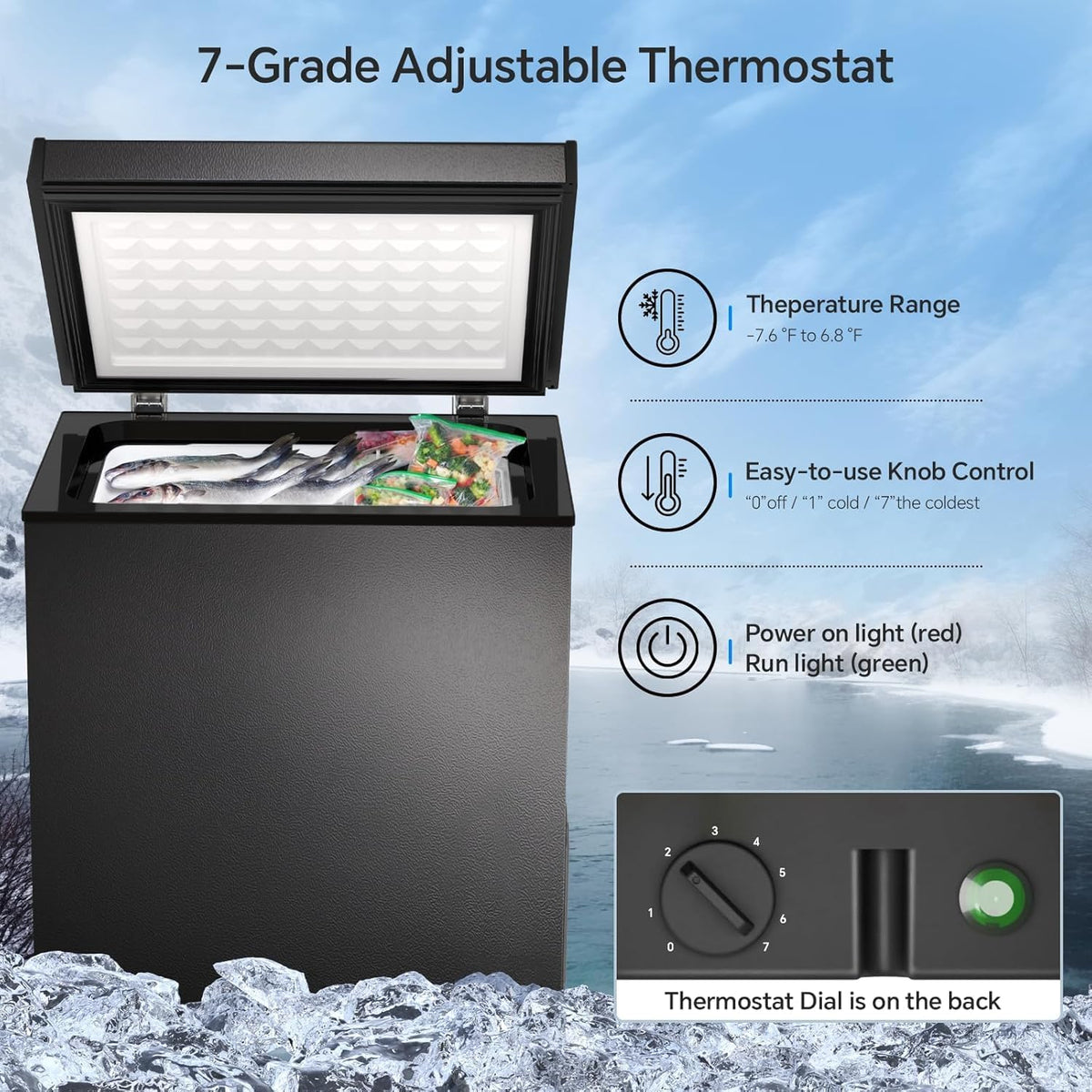 3.5 Cubic Feet Chest Freezer with 2 Removable Baskets D5897H